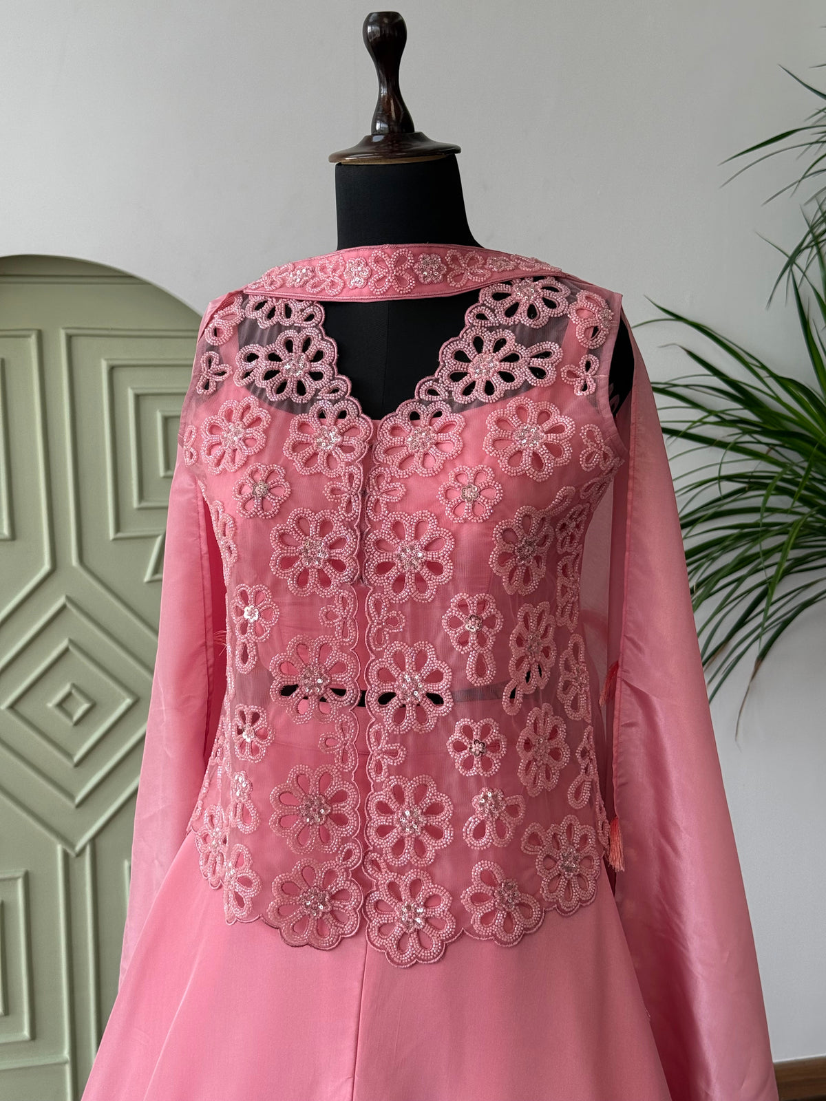 Baby Pink color Bids Embroidery work Sharara set BLS103