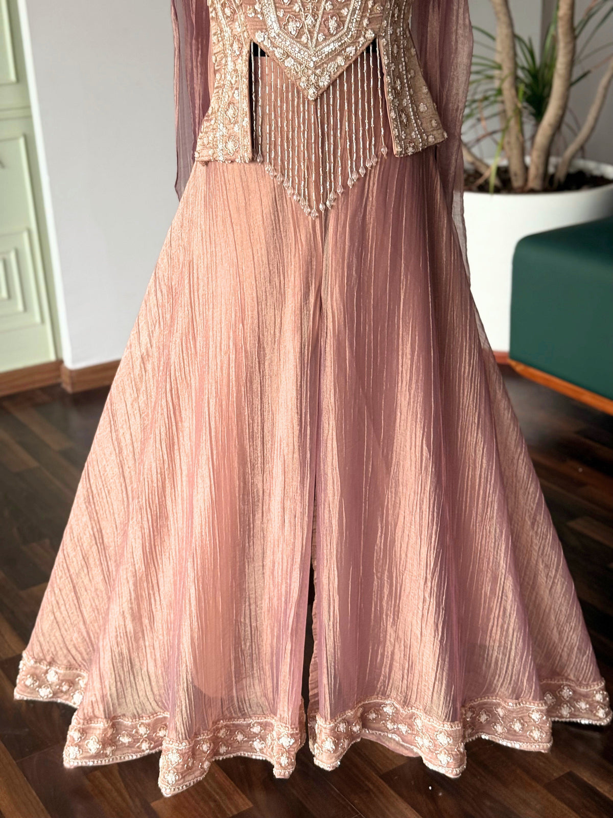 Pink color Bids Embroidery work Sharara set BLS116