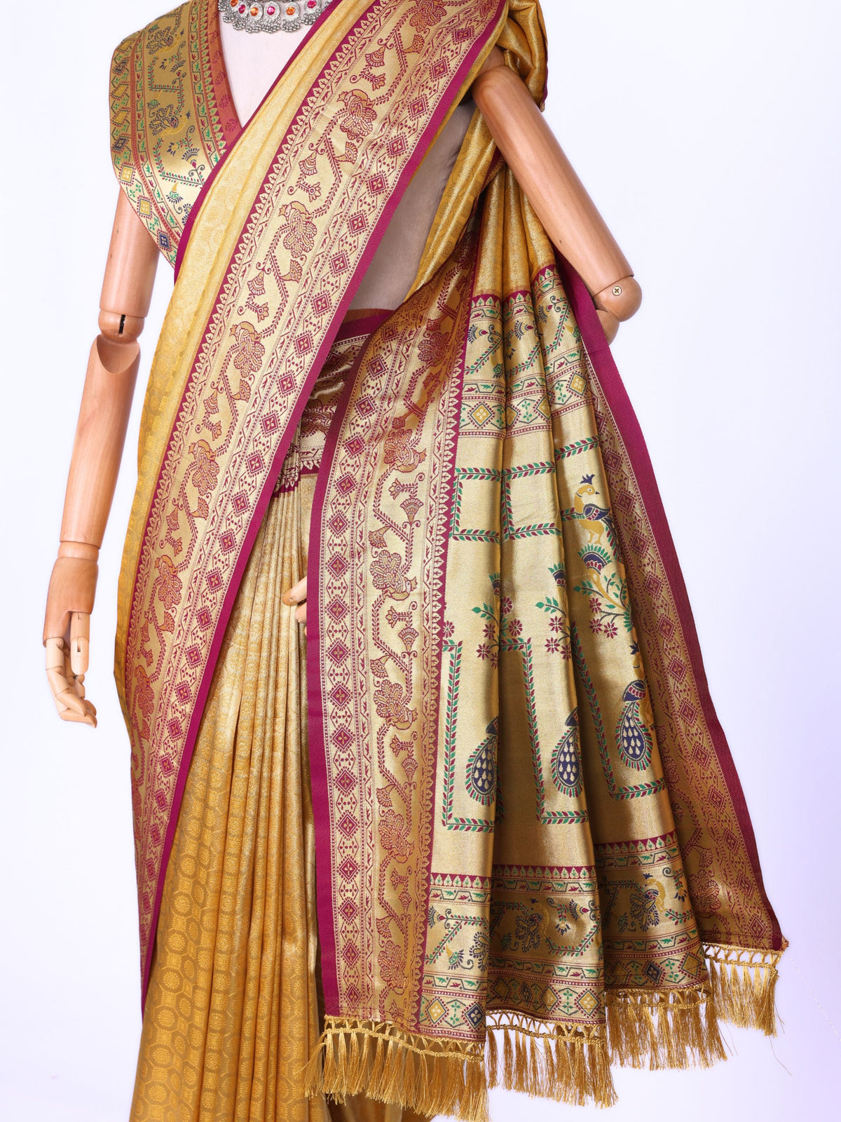 Yellow color Kanjivaram work Designer Saree BLS1015_Yellow