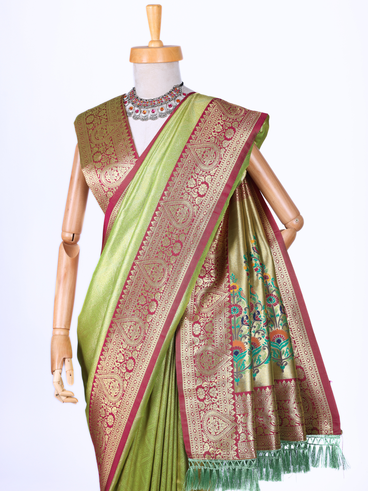 Parrot color Kanjivaram work Designer Saree BLS1017_Parrot