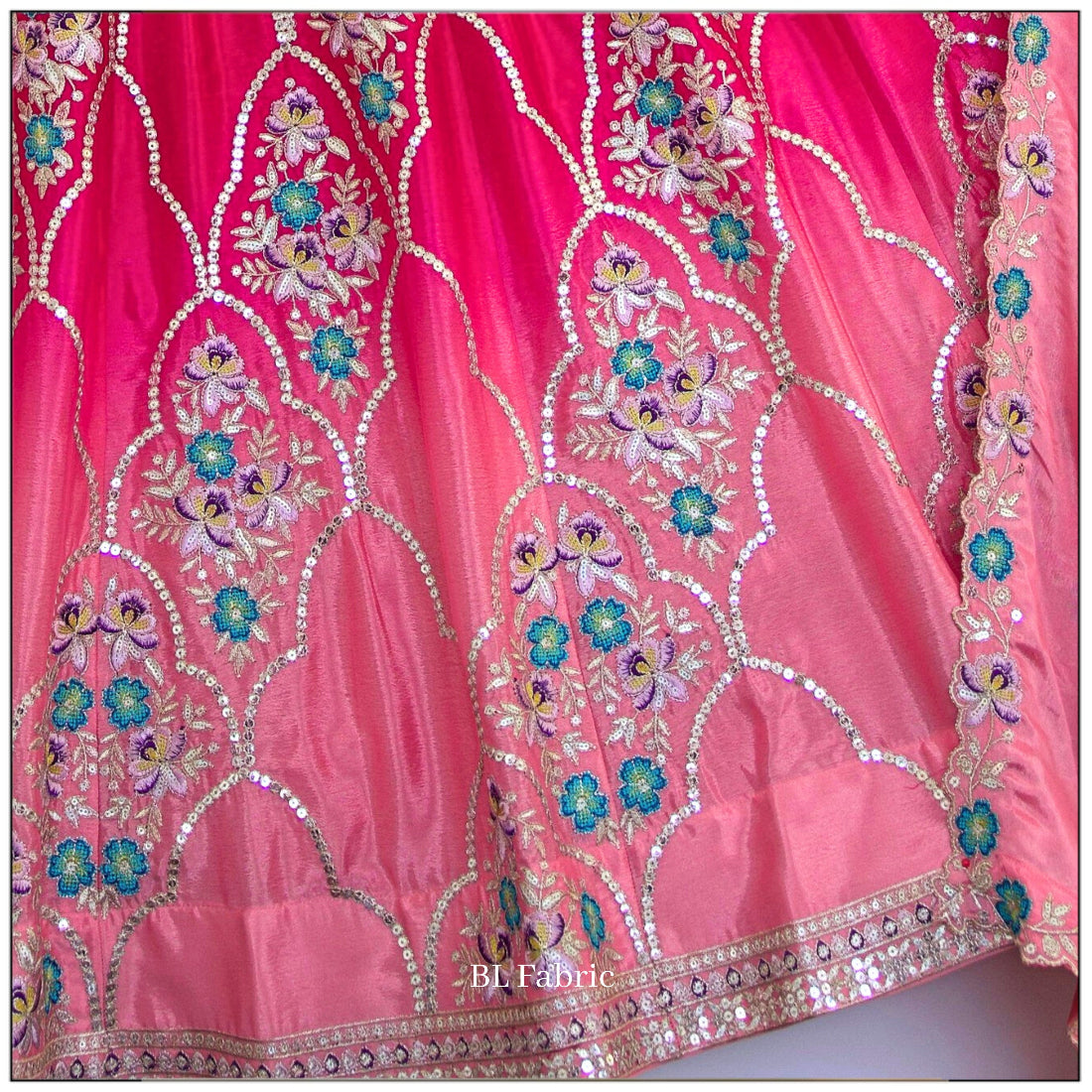 Shadding Pink color Sequence Embroidery work Designer Lehenga Choli for Wedding Function BL1525