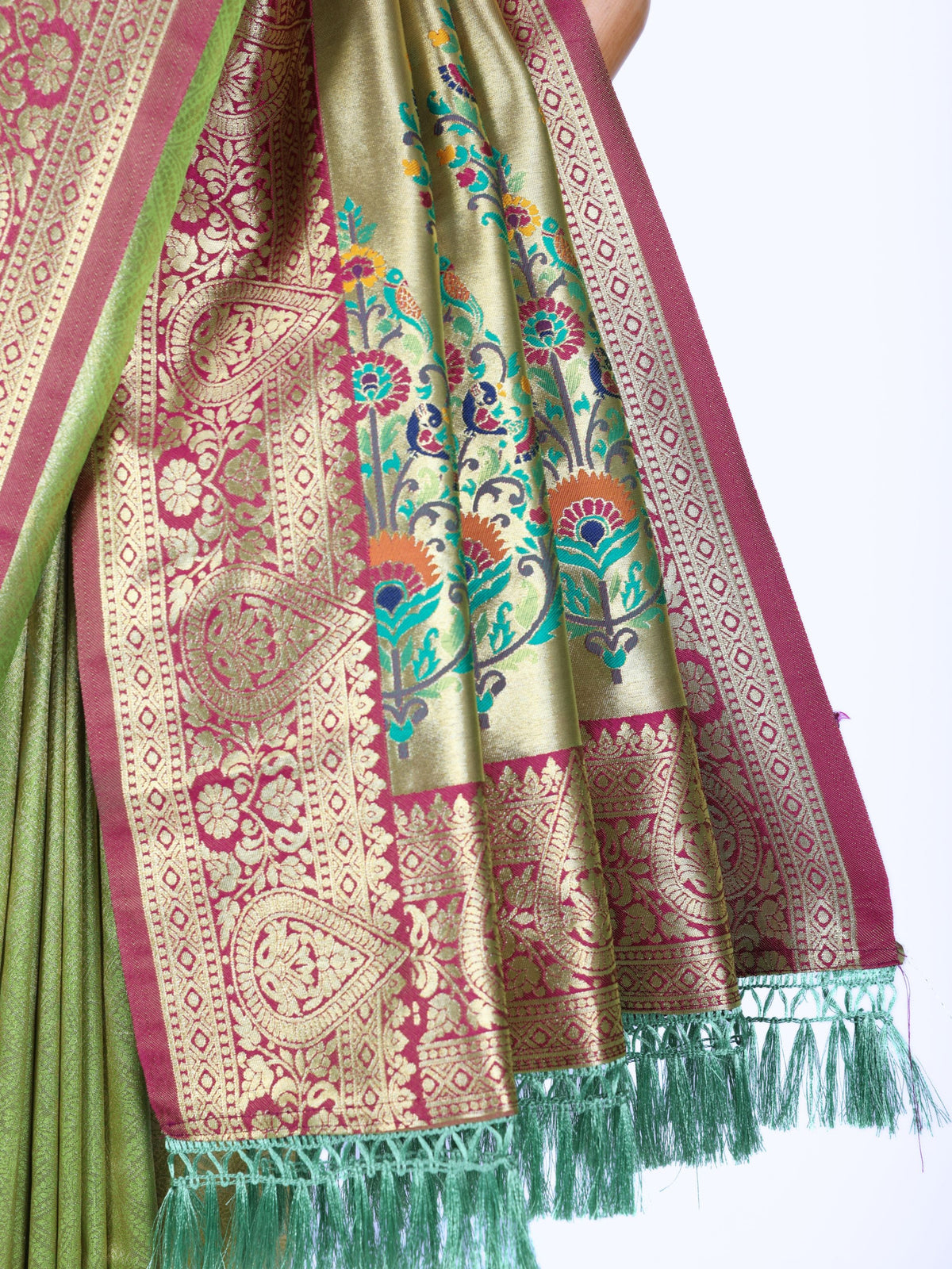 Parrot color Kanjivaram work Designer Saree BLS1017_Parrot