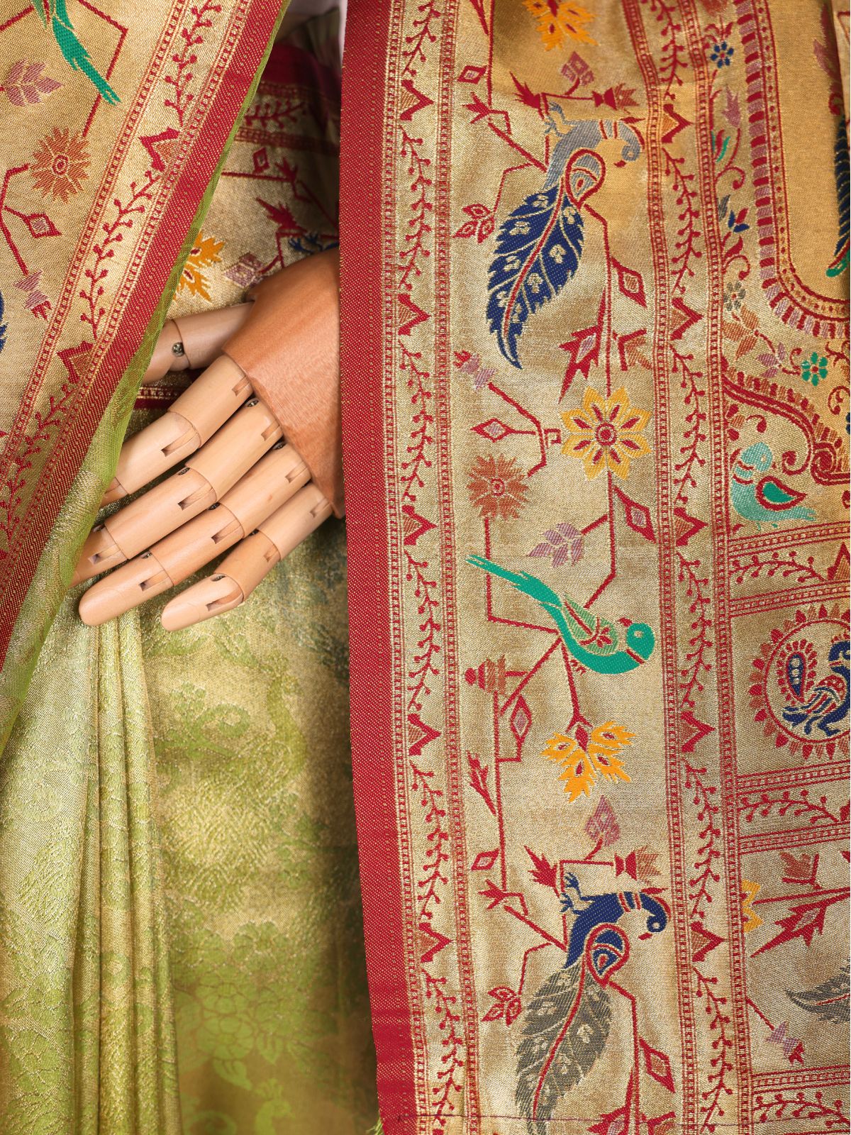 Parrot color Kanjivaram work Designer Saree BLS1006_Parrot