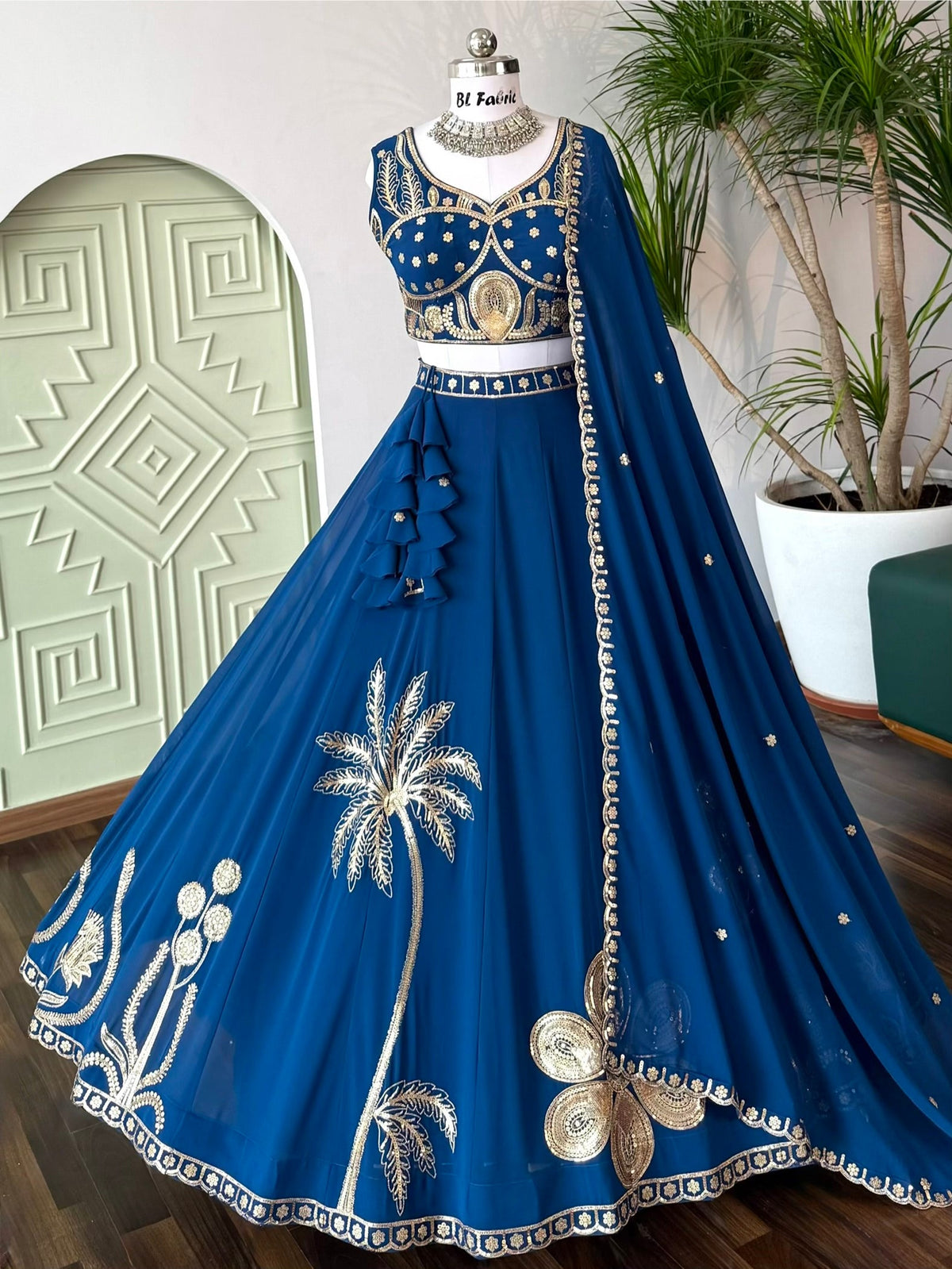 Blue color Sequence Embroidery work Designer Lehenga Choli BL1669
