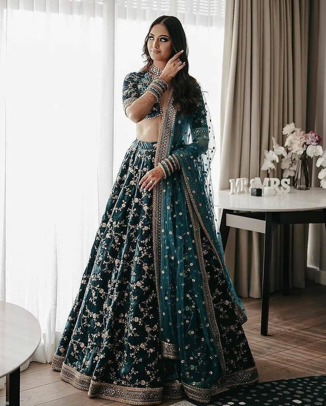 Mid Green Color Heavy Bridal Lehenga Choli for Wedding Function BL1146