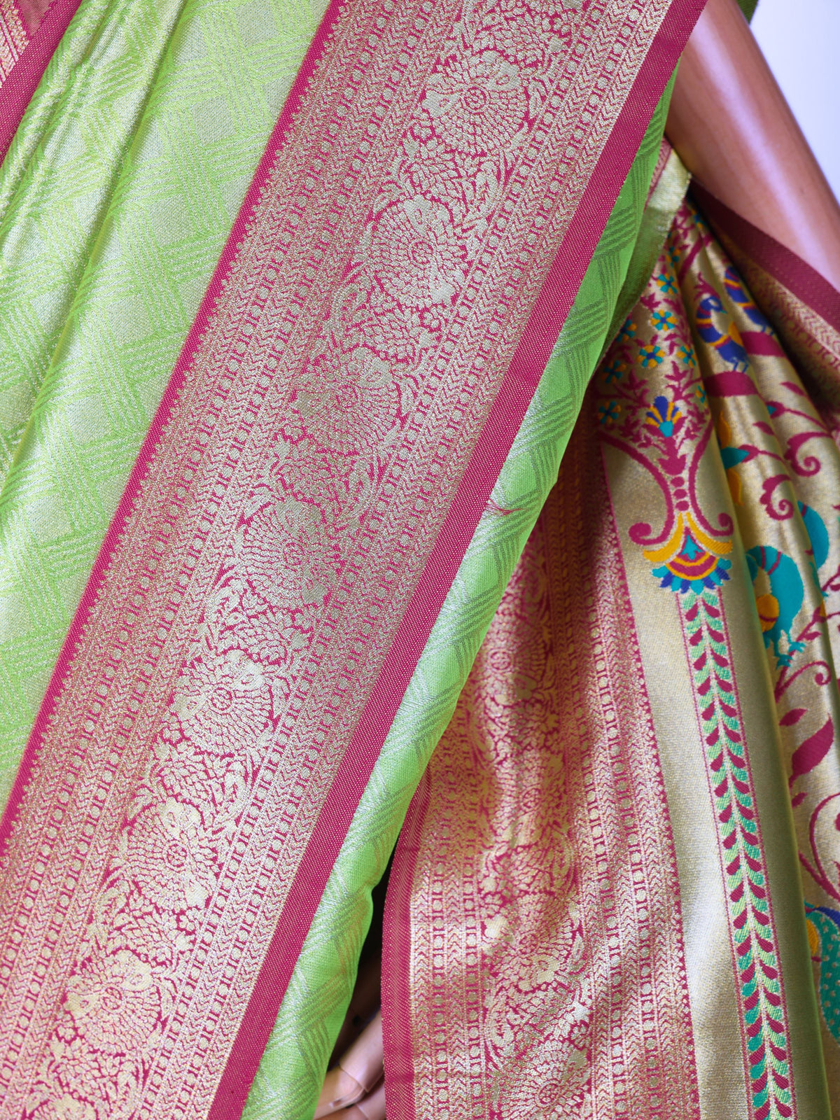 Parrot color Kanjivaram work Designer Saree BLS1016_Parrot