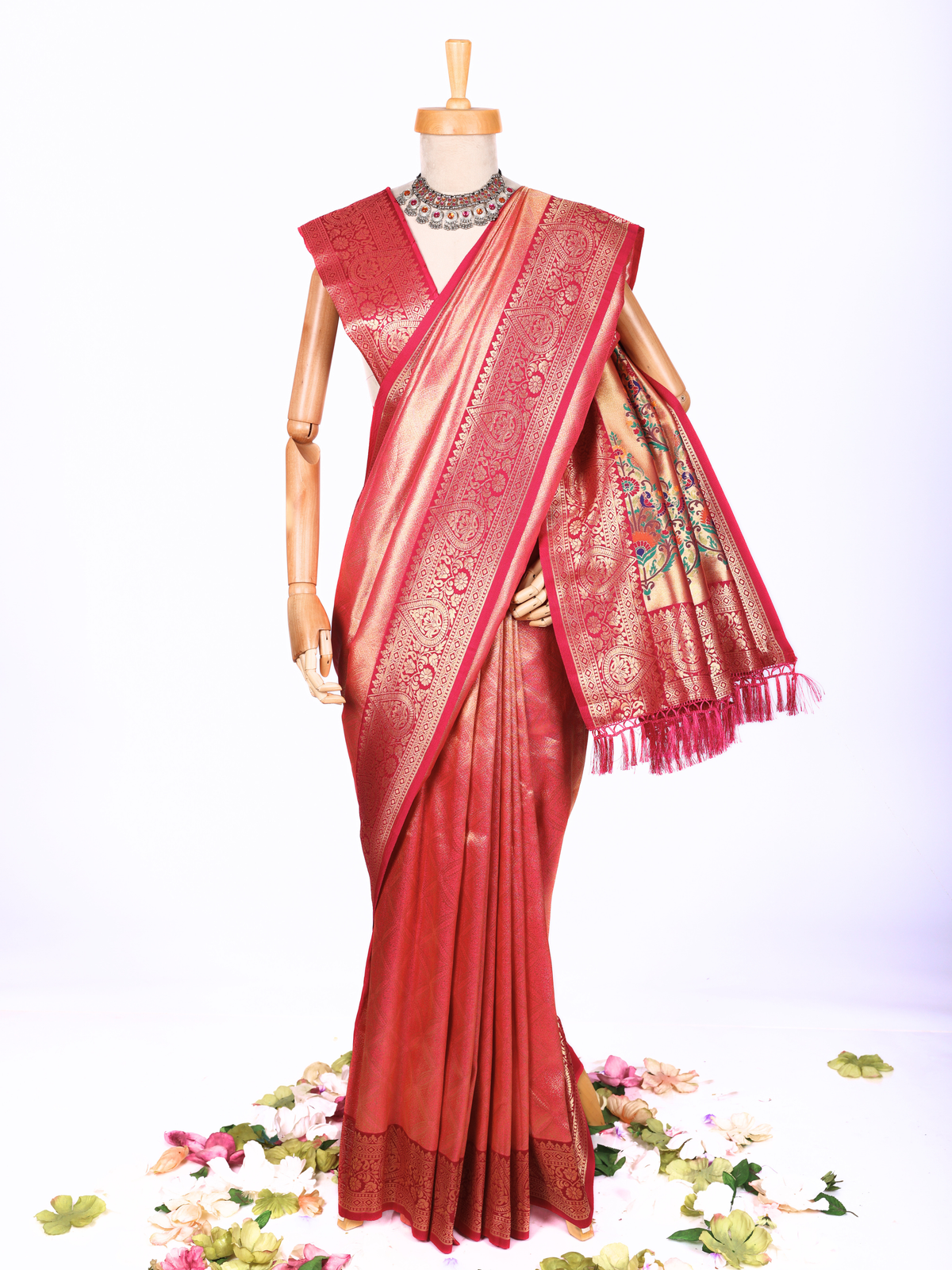 Pink color Kanjivaram work Designer Saree BLS1017_Pink