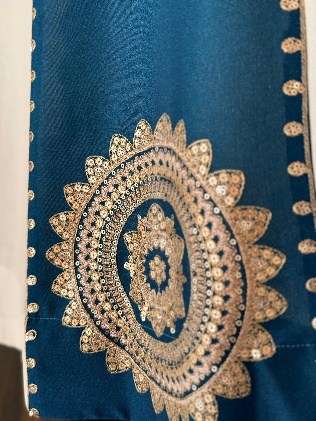 Teal Blue & Off-White color Sequence Embroidery work Designer Lehenga Choli BL1707