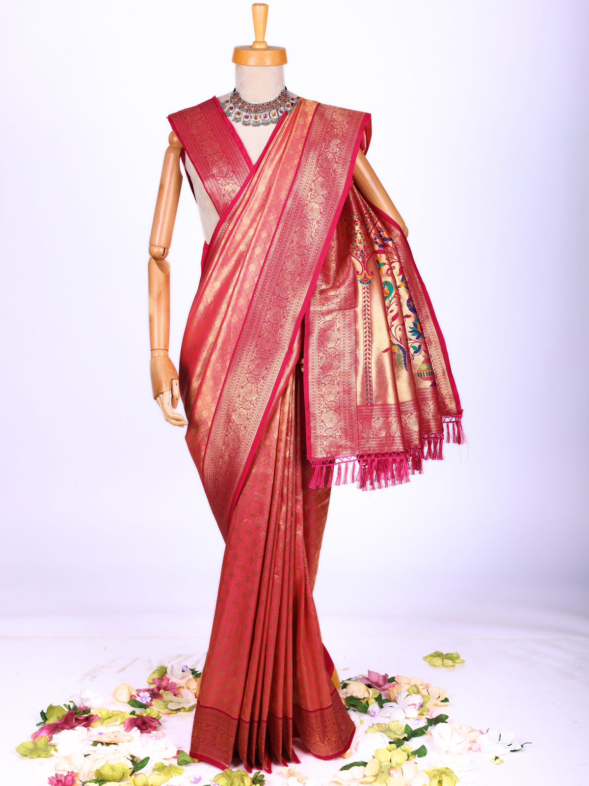 Pink color Kanjivaram work Designer Saree BLS1016_Pink