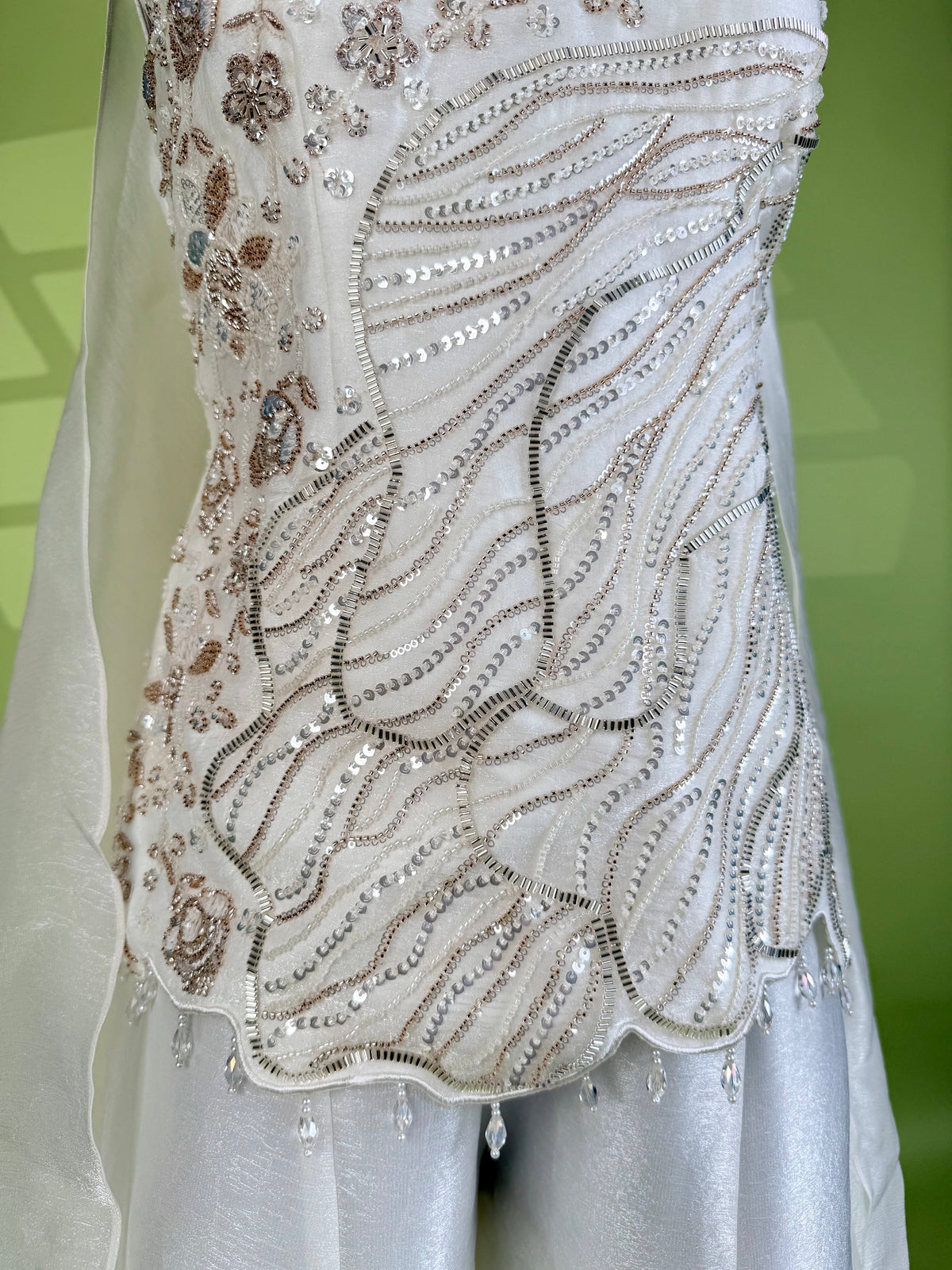 White color Bids Embroidery work Sharara set BLS113