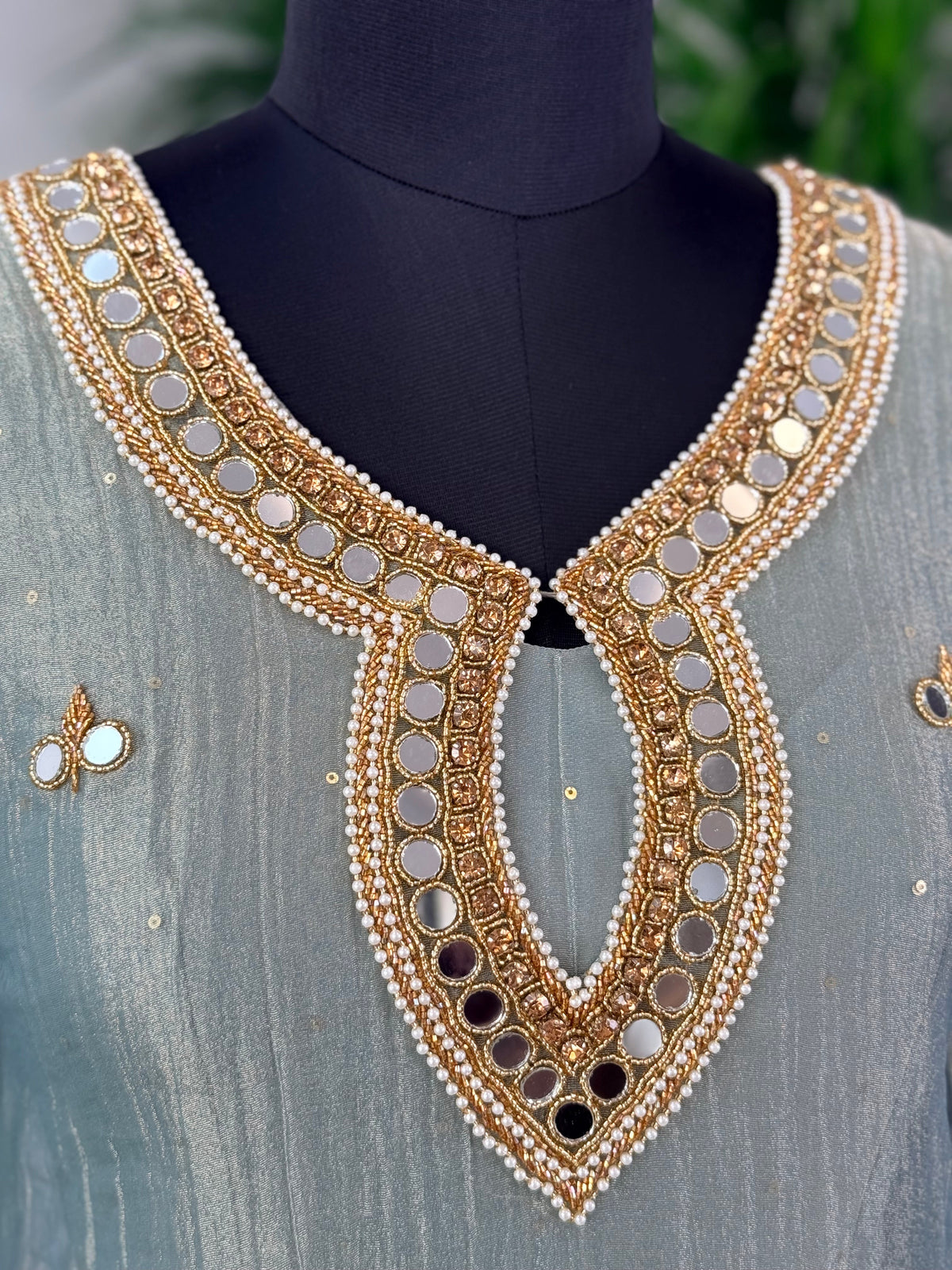 Pastel Sky Blue Handwork Necklace Sharara set BLS115