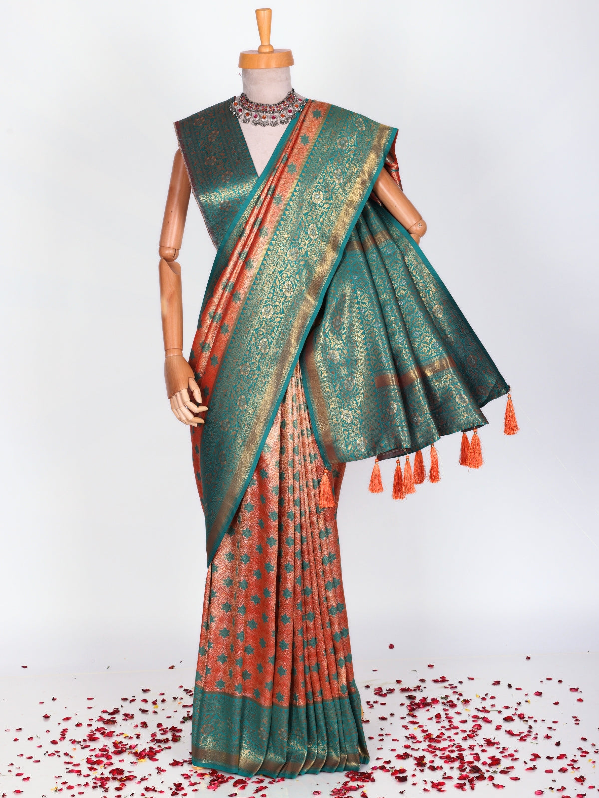 Orange color Kanjivaram work Designer Saree BLS1004_Orange