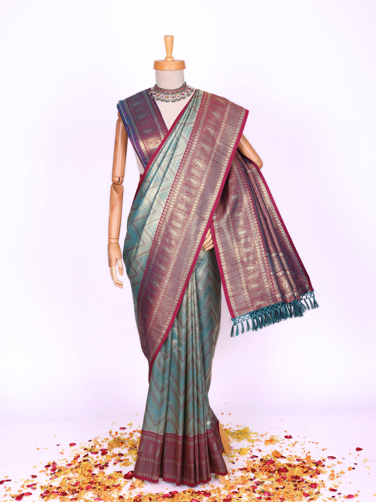 Skyblue color Kanjivaram work Designer Saree BLS1008_Skyblue