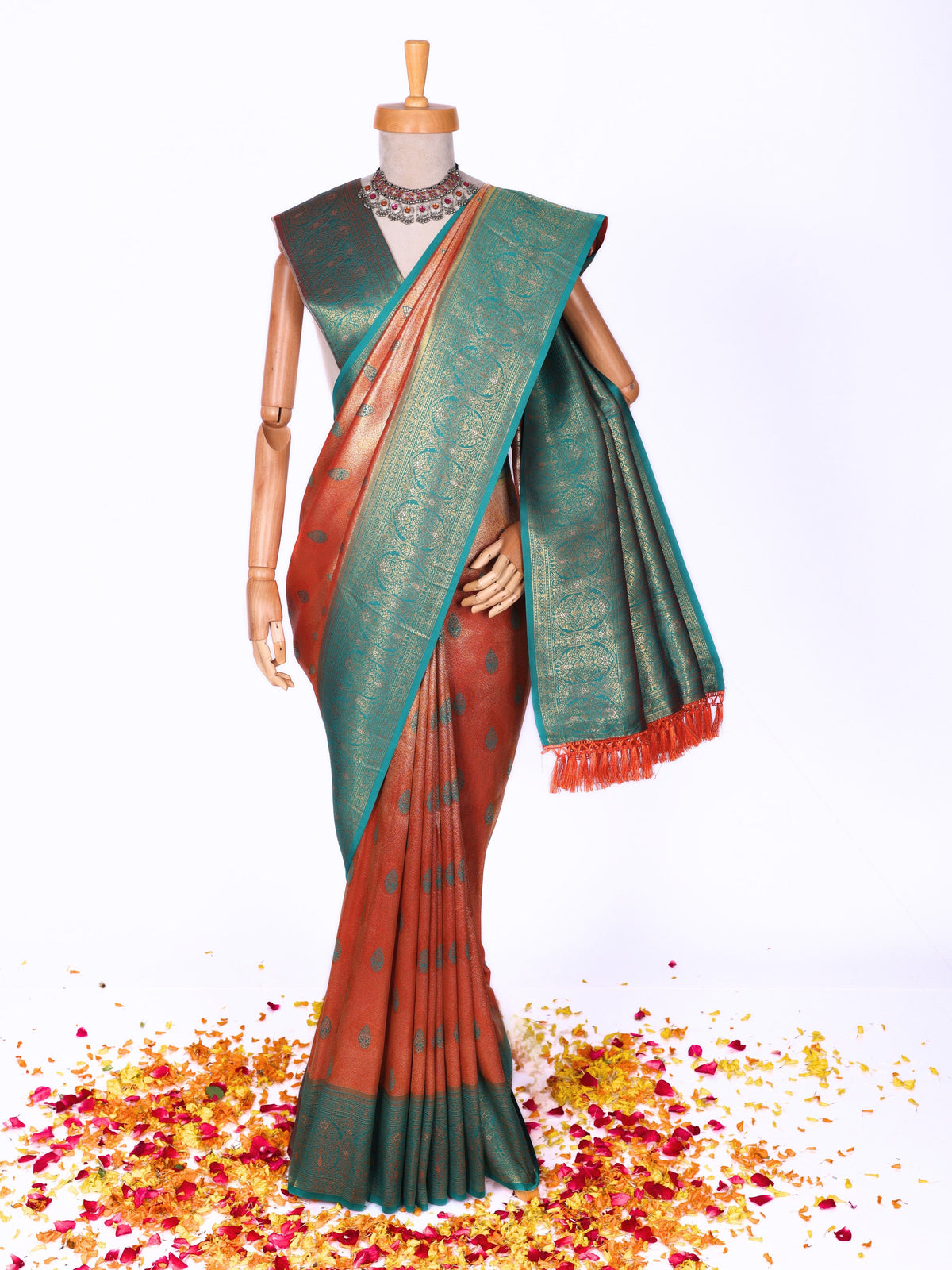 Orange color Kanjivaram work Designer Saree BLS1011_Orange