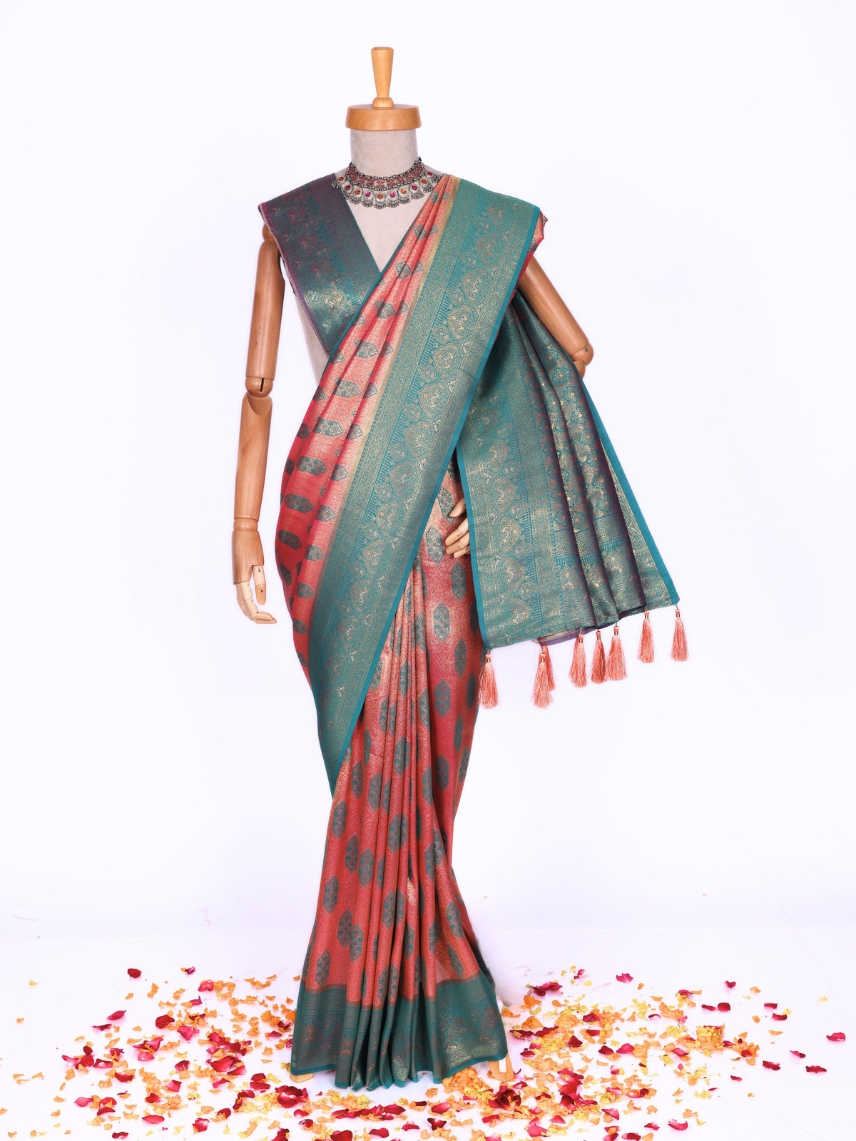 Peach color Kanjivaram work Designer Saree BLS1010_Peach