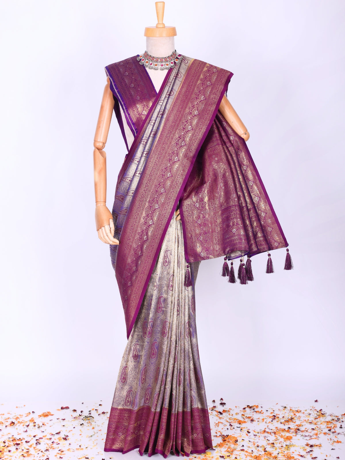 Purple color Kanjivaram work Designer Saree BLS1002_Purple