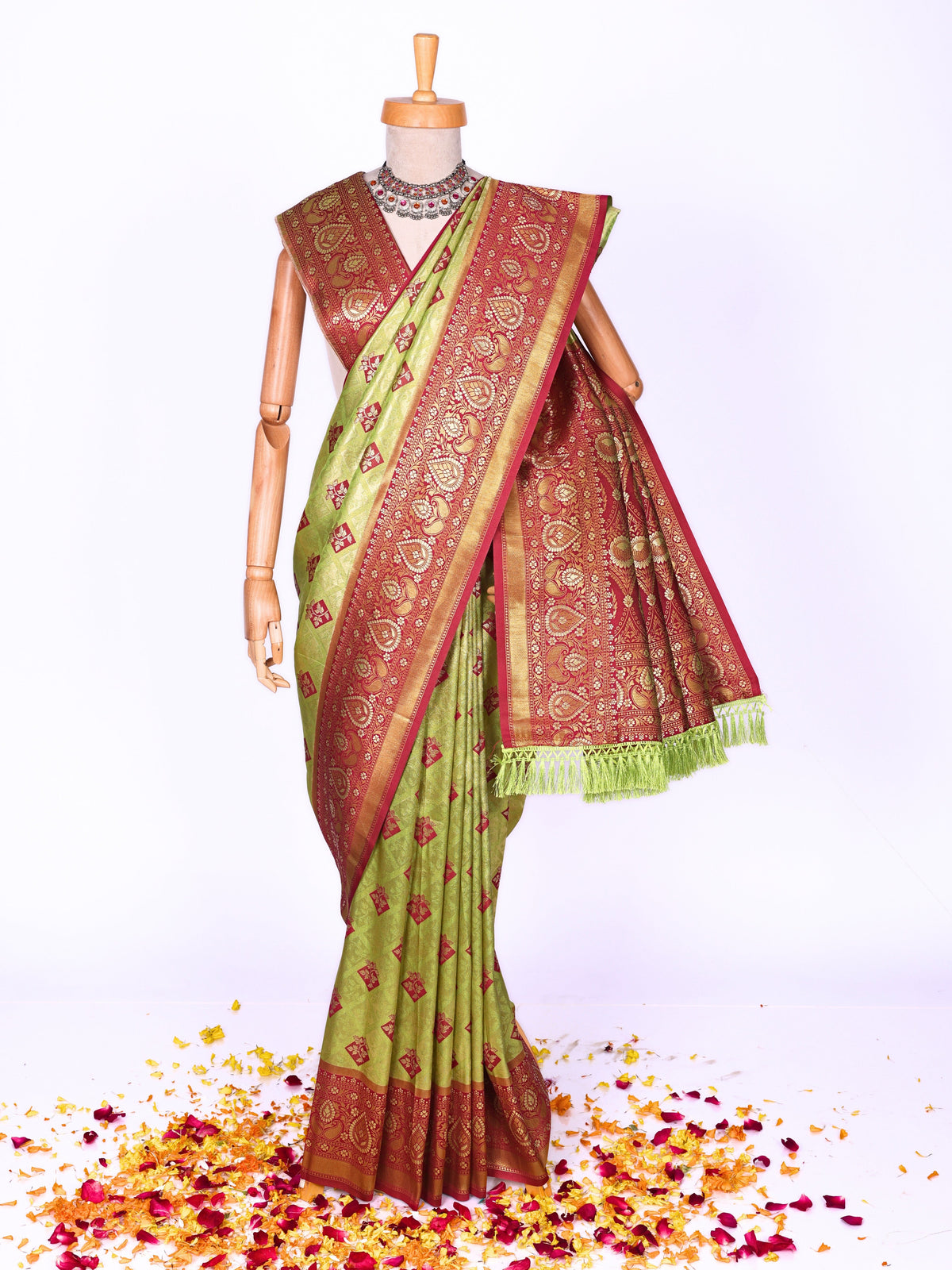 Parrot color Kanjivaram work Designer Saree BLS1012_Parrot