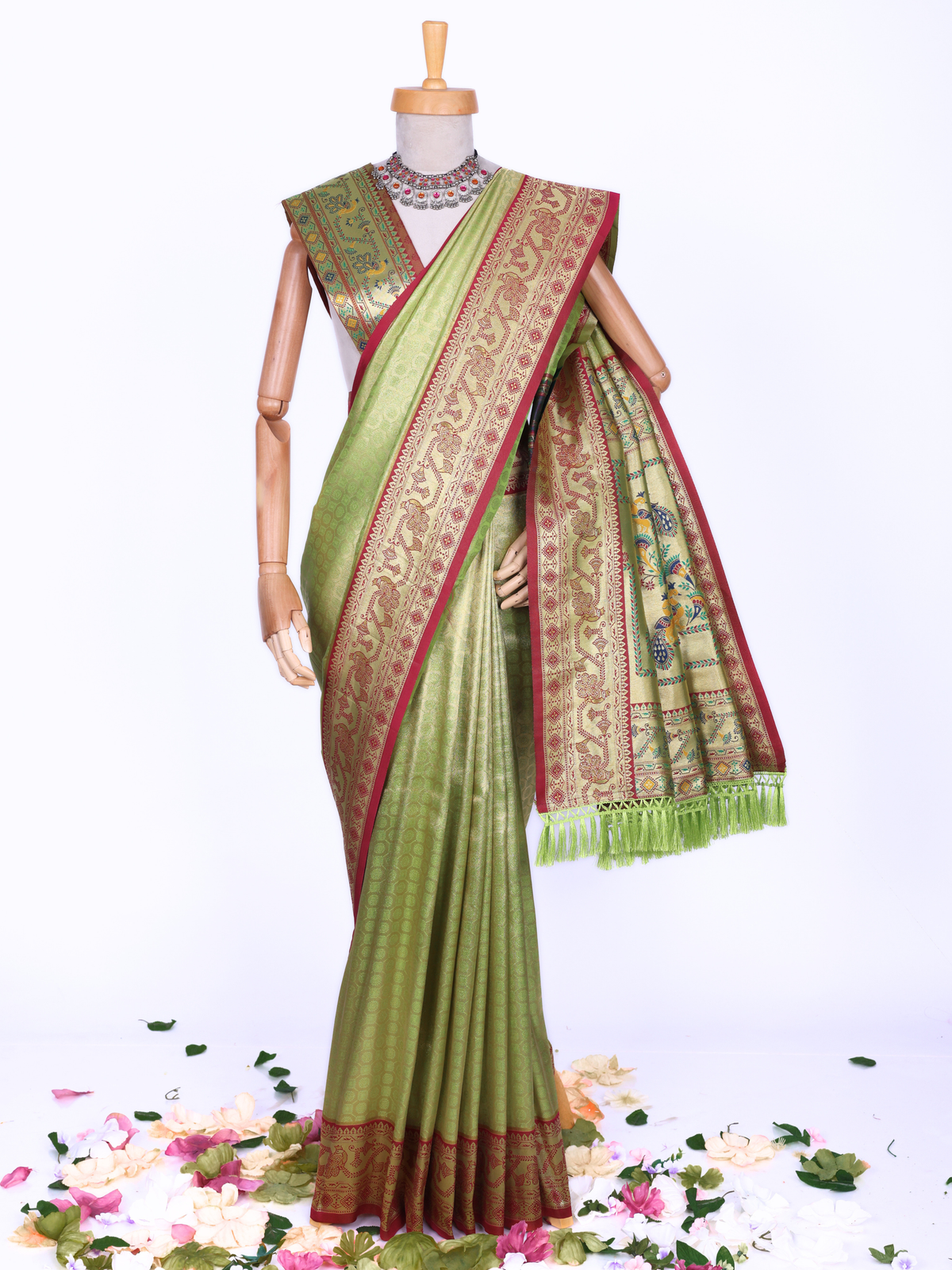 Parrot color Kanjivaram work Designer Saree BLS1015_Parrot