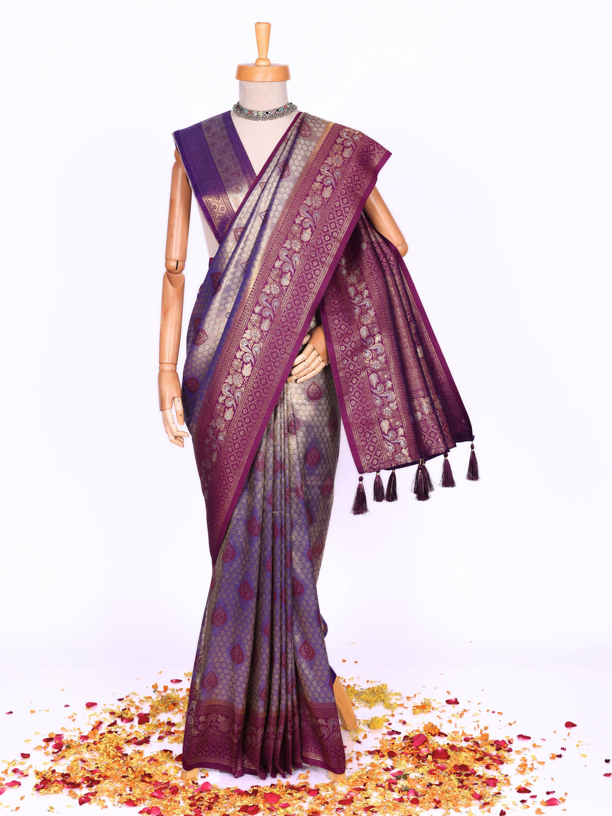 Purple color Kanjivaram work Designer Saree BLS1007_Purple