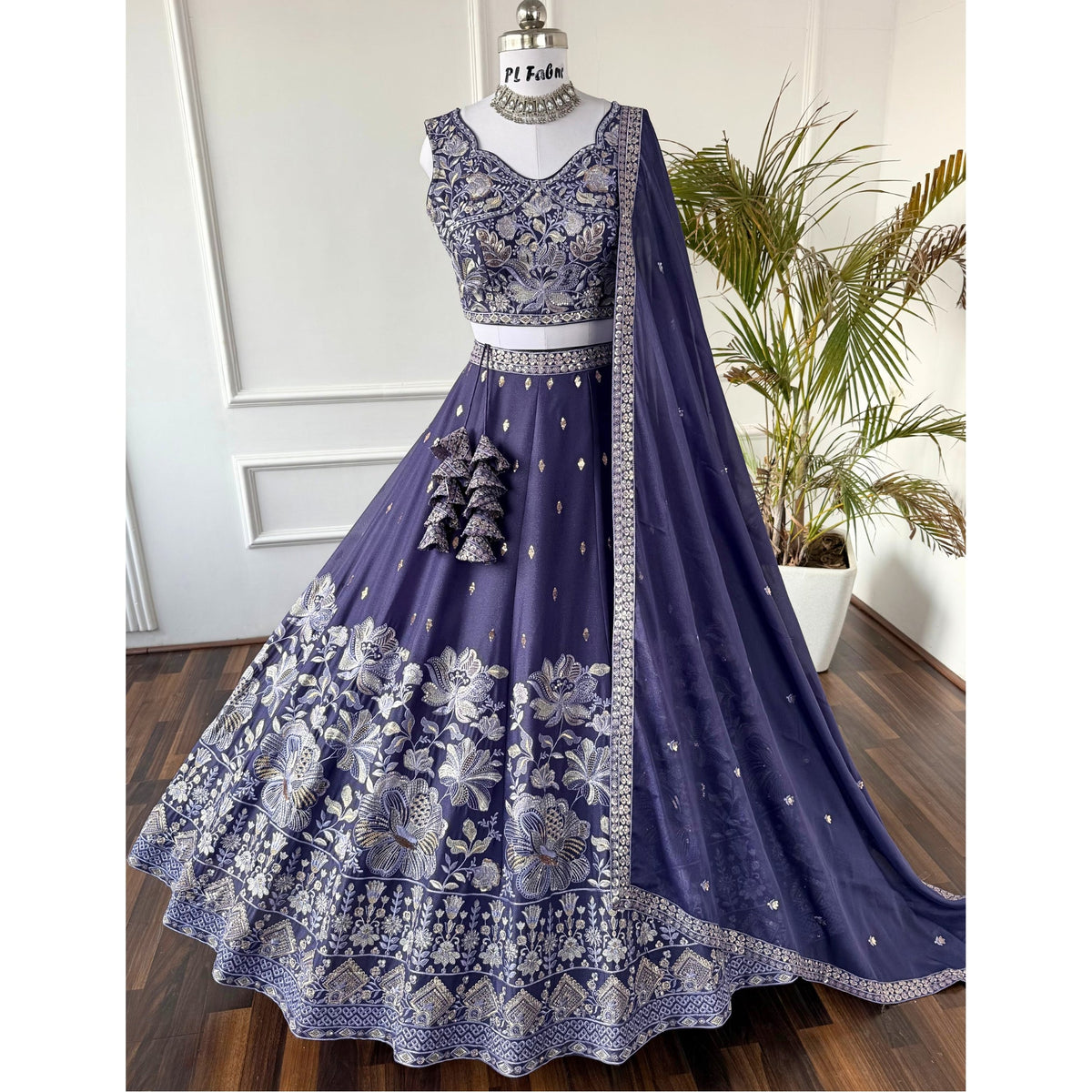 Rosy Purple color Mirror & Sequence Embroidery work Designer Lehenga Choli BL1556