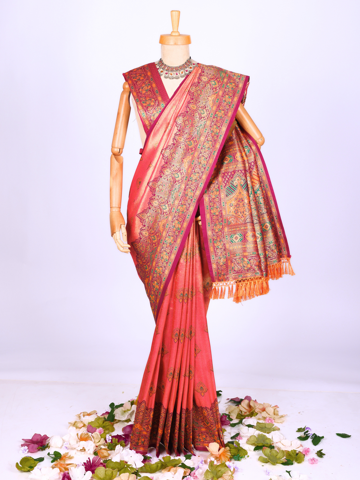 Orange color Kanjivaram work Designer Saree BLS1018_Orange