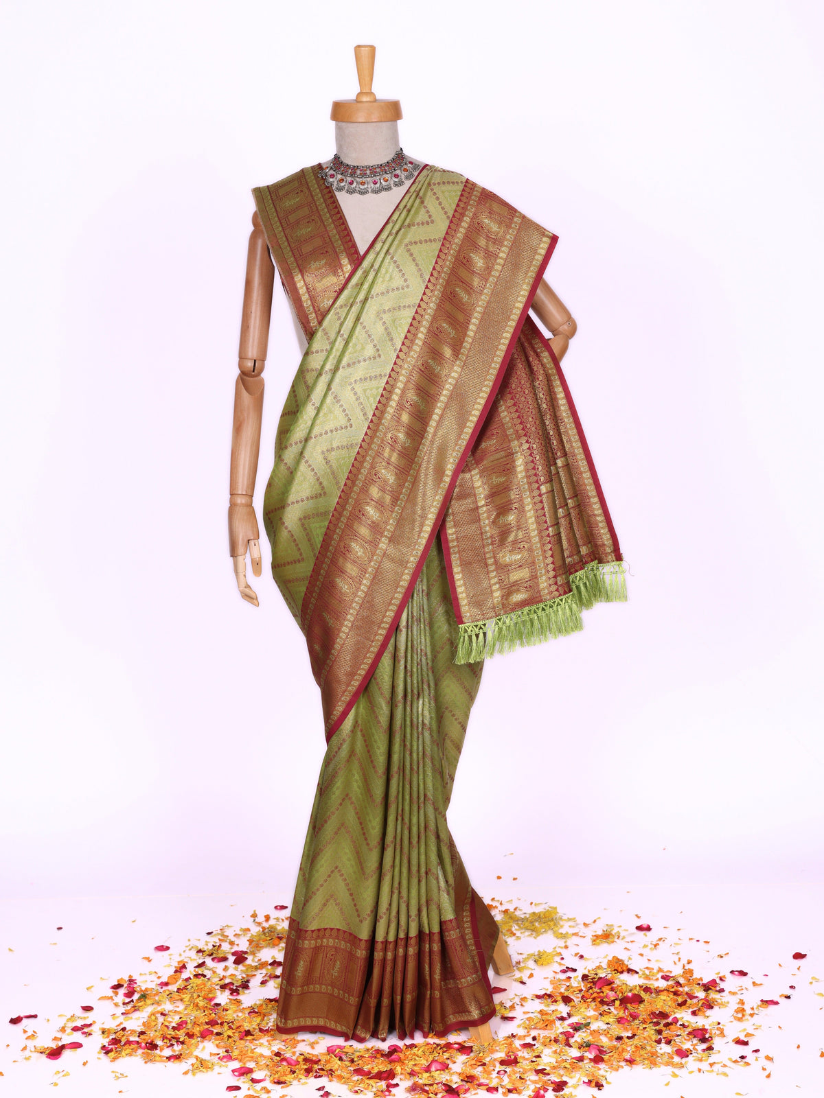 Parrot color Kanjivaram work Designer Saree BLS1008_Parrot