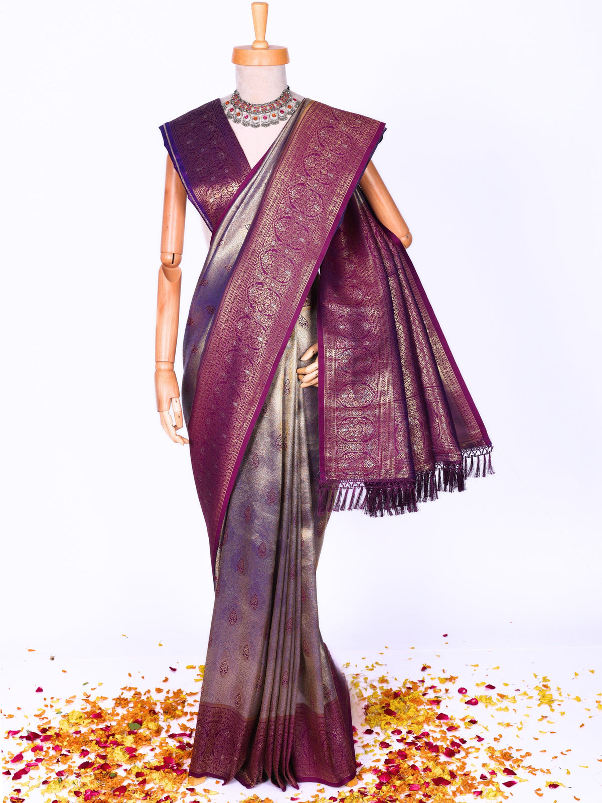 Purple color Kanjivaram work Designer Saree BLS1011_Purple