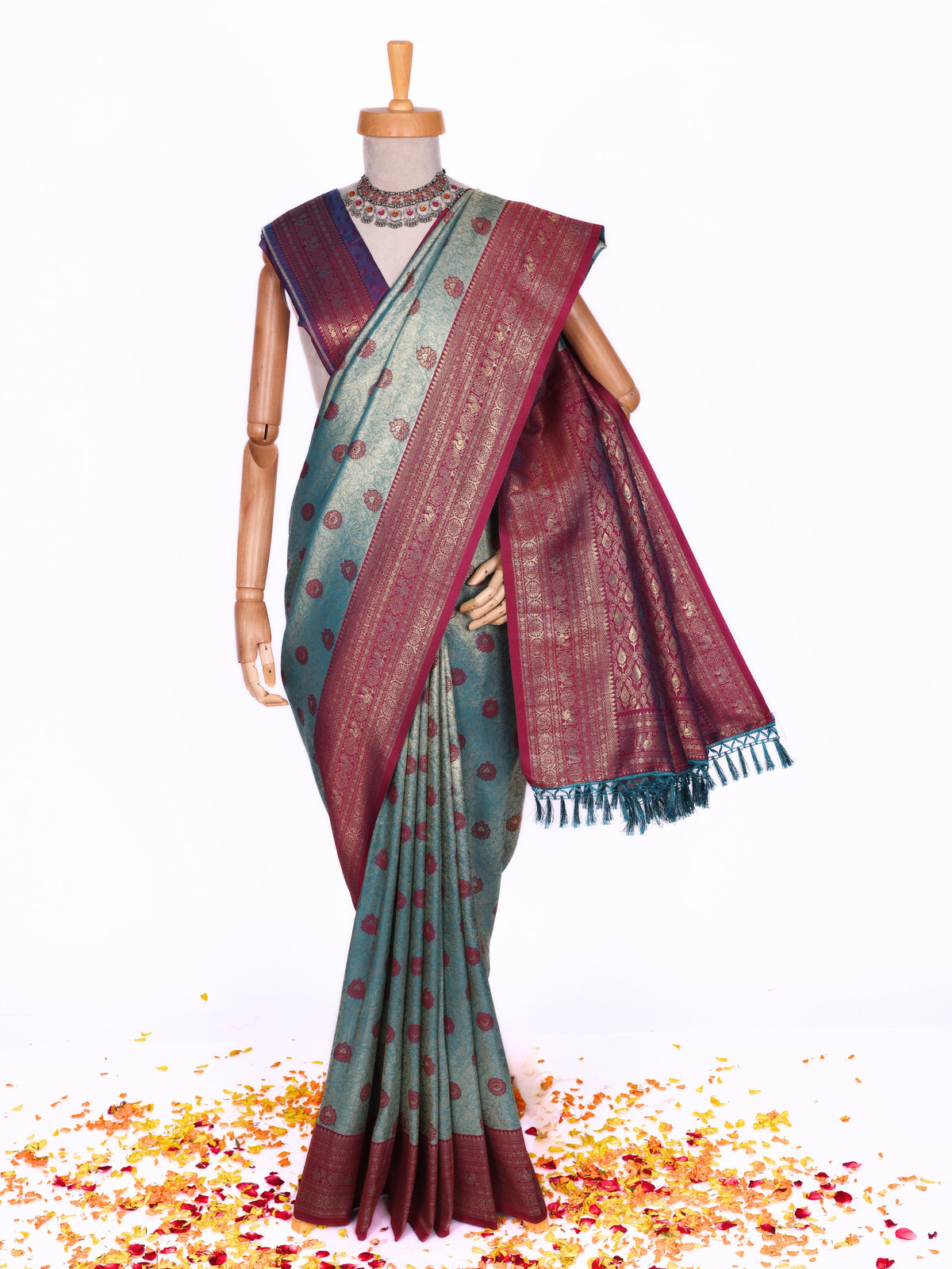Skyblue color Kanjivaram work Designer Saree BLS1009_Skyblue