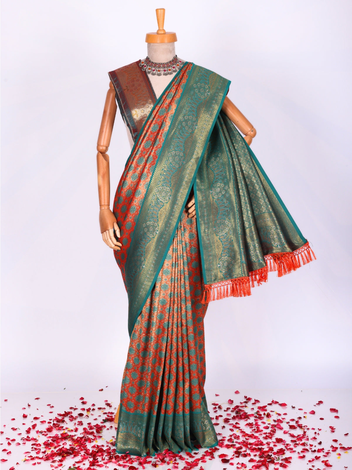 Orange color Kanjivaram work Designer Saree BLS1003_Orange