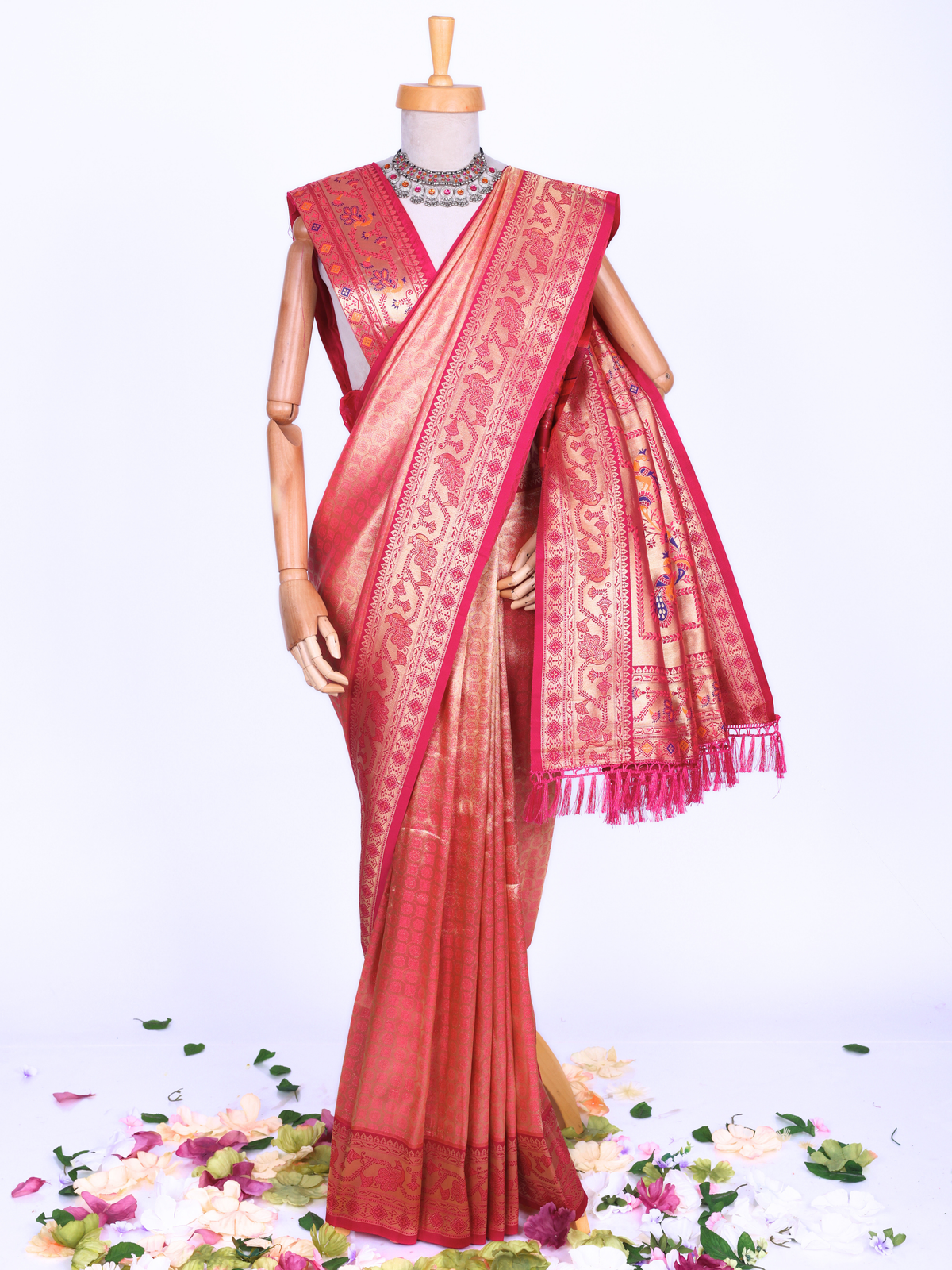 Pink color Kanjivaram work Designer Saree BLS1015_Pink