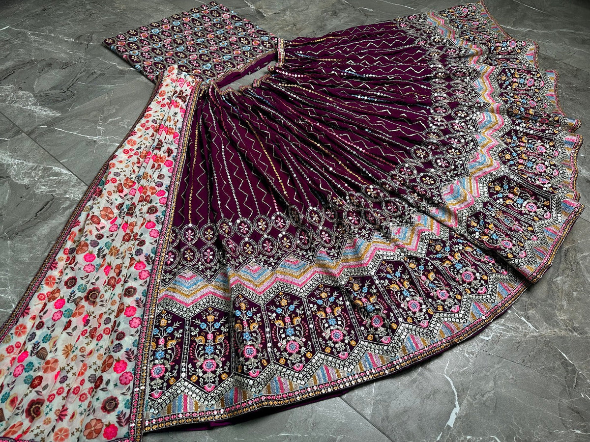 Purple color Embroidery work Designer Lehenga choli for Wedding Function BL1208