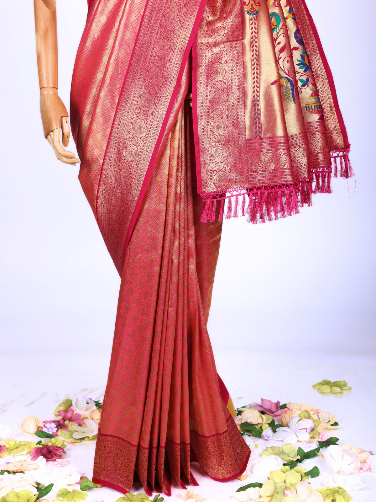 Pink color Kanjivaram work Designer Saree BLS1016_Pink
