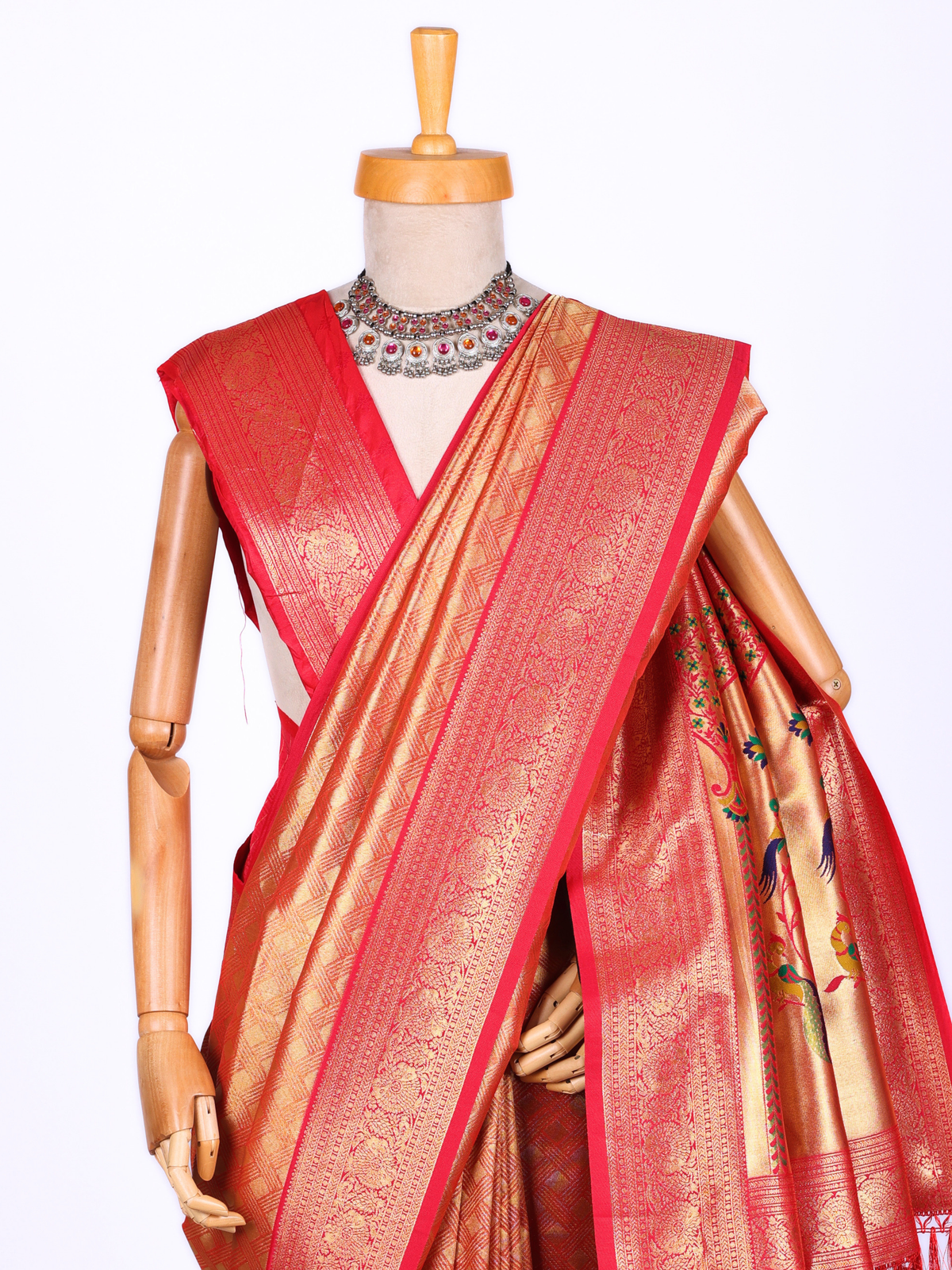 Red color Kanjivaram work Designer Saree BLS1016_Red