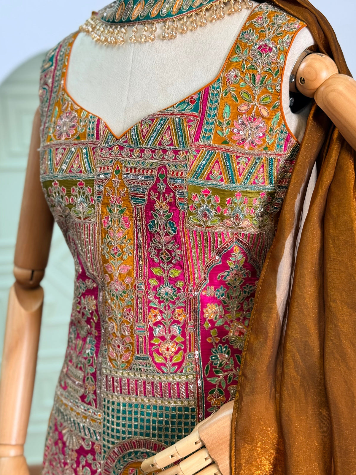 Brown color Sequence Embroidery work Sharara BLS101