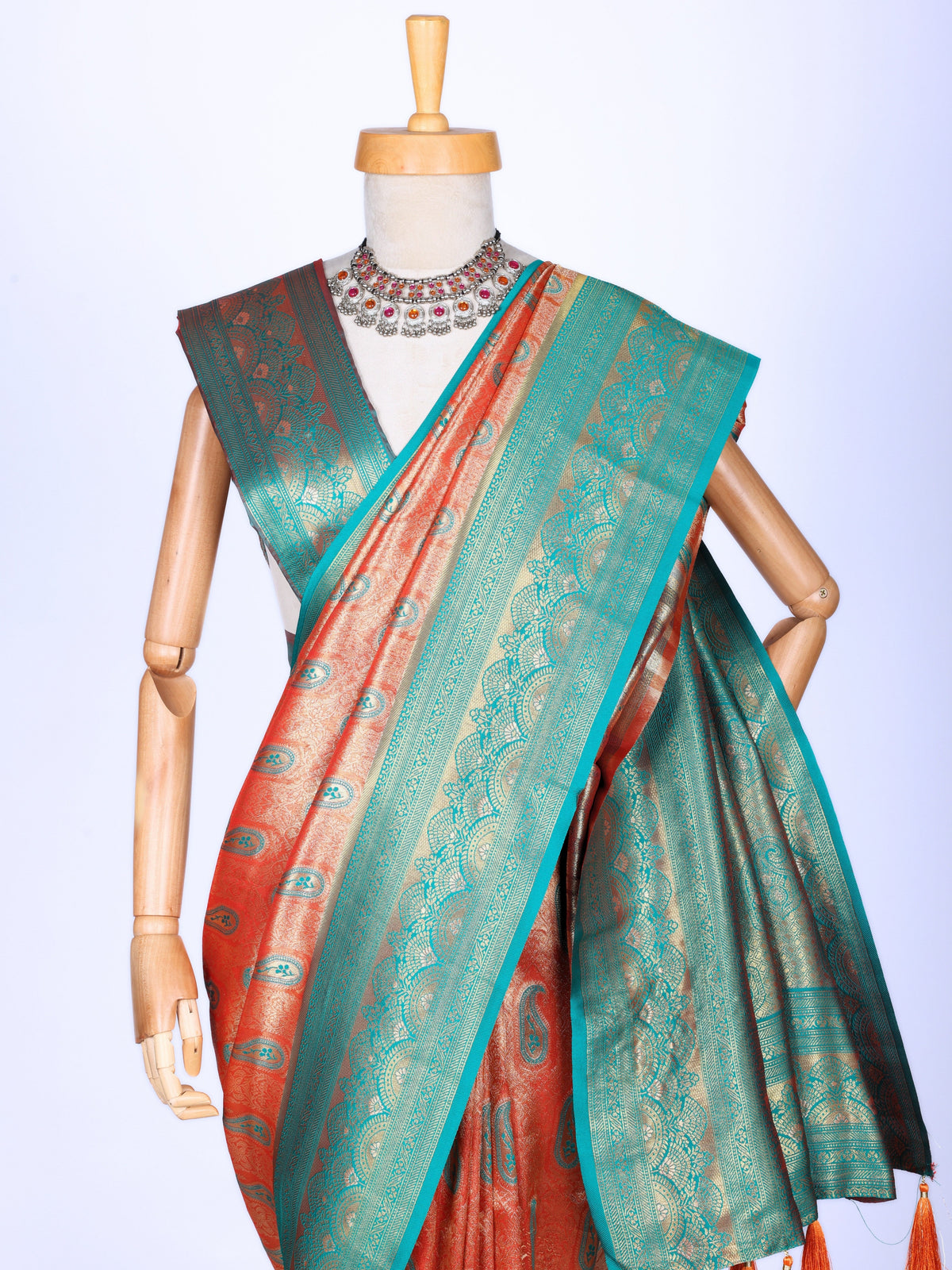 ORANGE color Kanjivaram work Designer Saree BLS1002_ORANGE