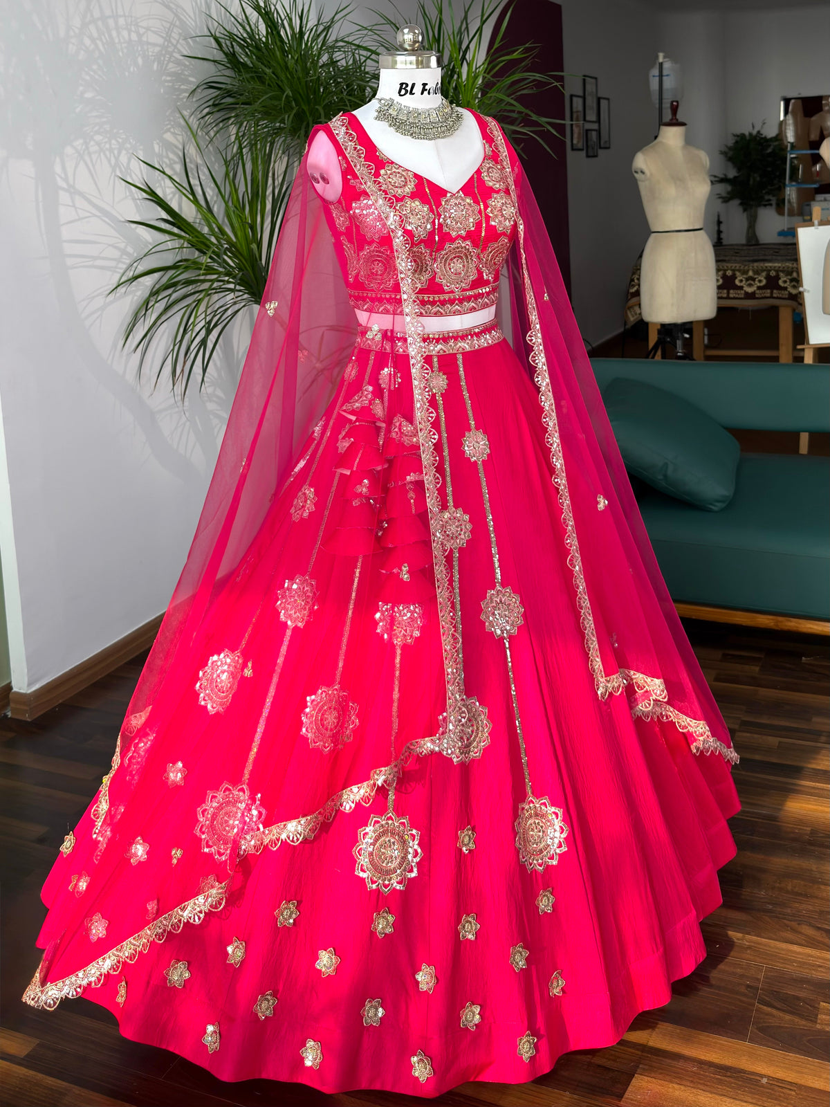 Pink color Sequence Embroidery work Designer Lehenga Choli BL1680