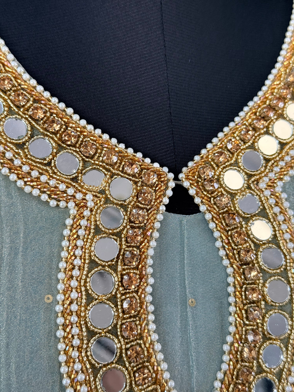 Pastel Sky Blue Handwork Necklace Sharara set BLS115