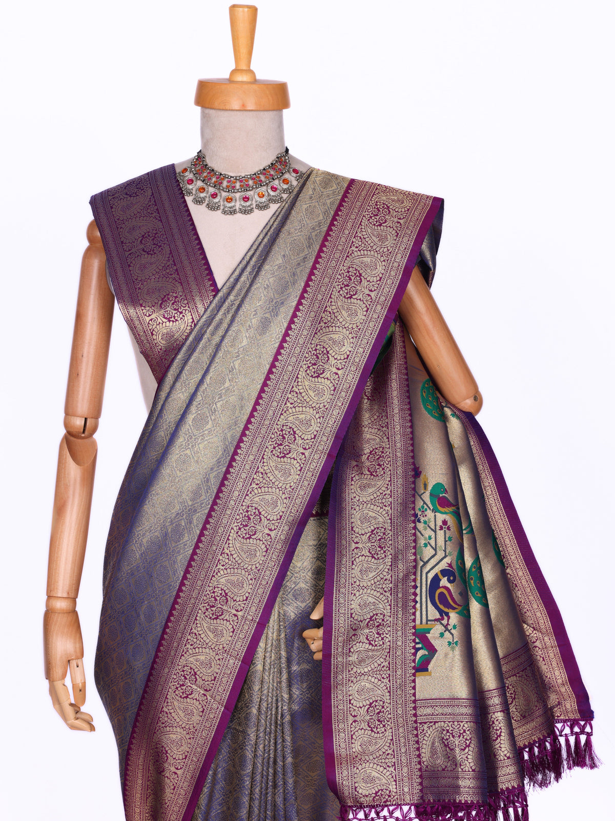 Purple color Kanjivaram work Designer Saree BLS1013_Purple