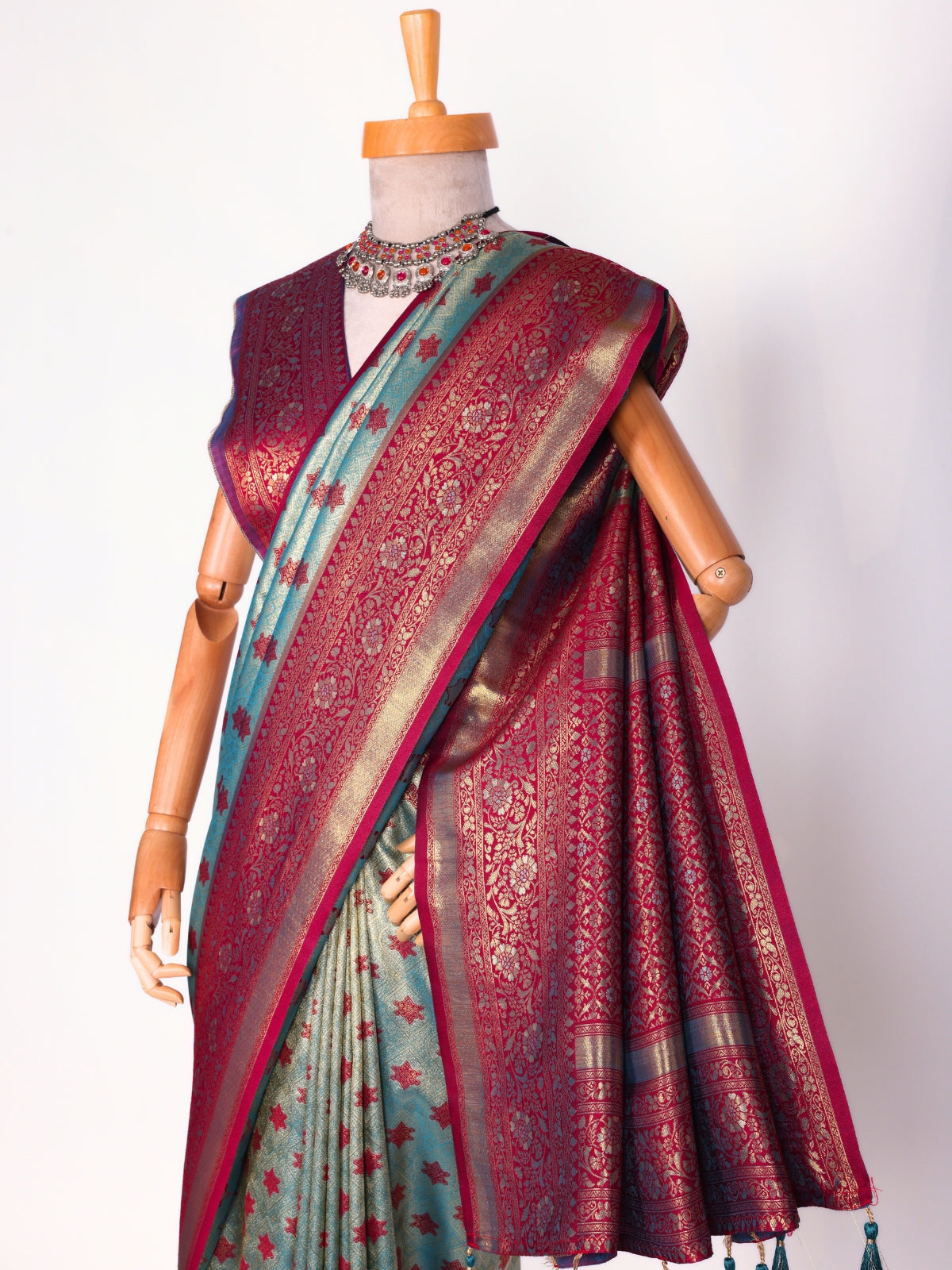 Skyblue color Kanjivaram work Designer Saree BLS1004_Skyblue