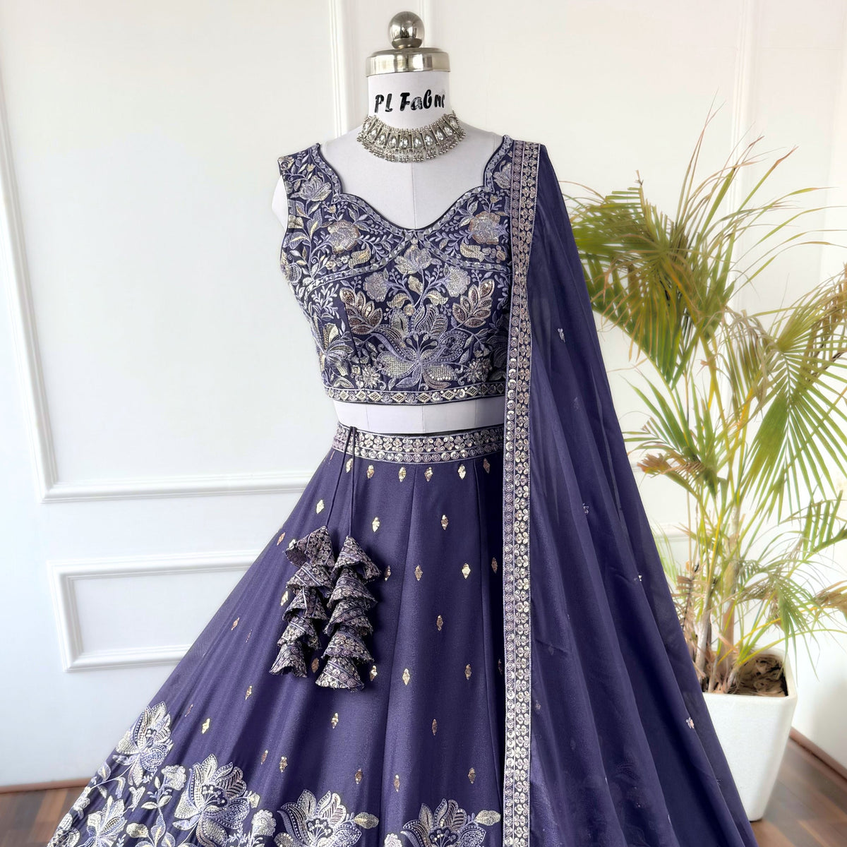 Rosy Purple color Mirror & Sequence Embroidery work Designer Lehenga Choli BL1556