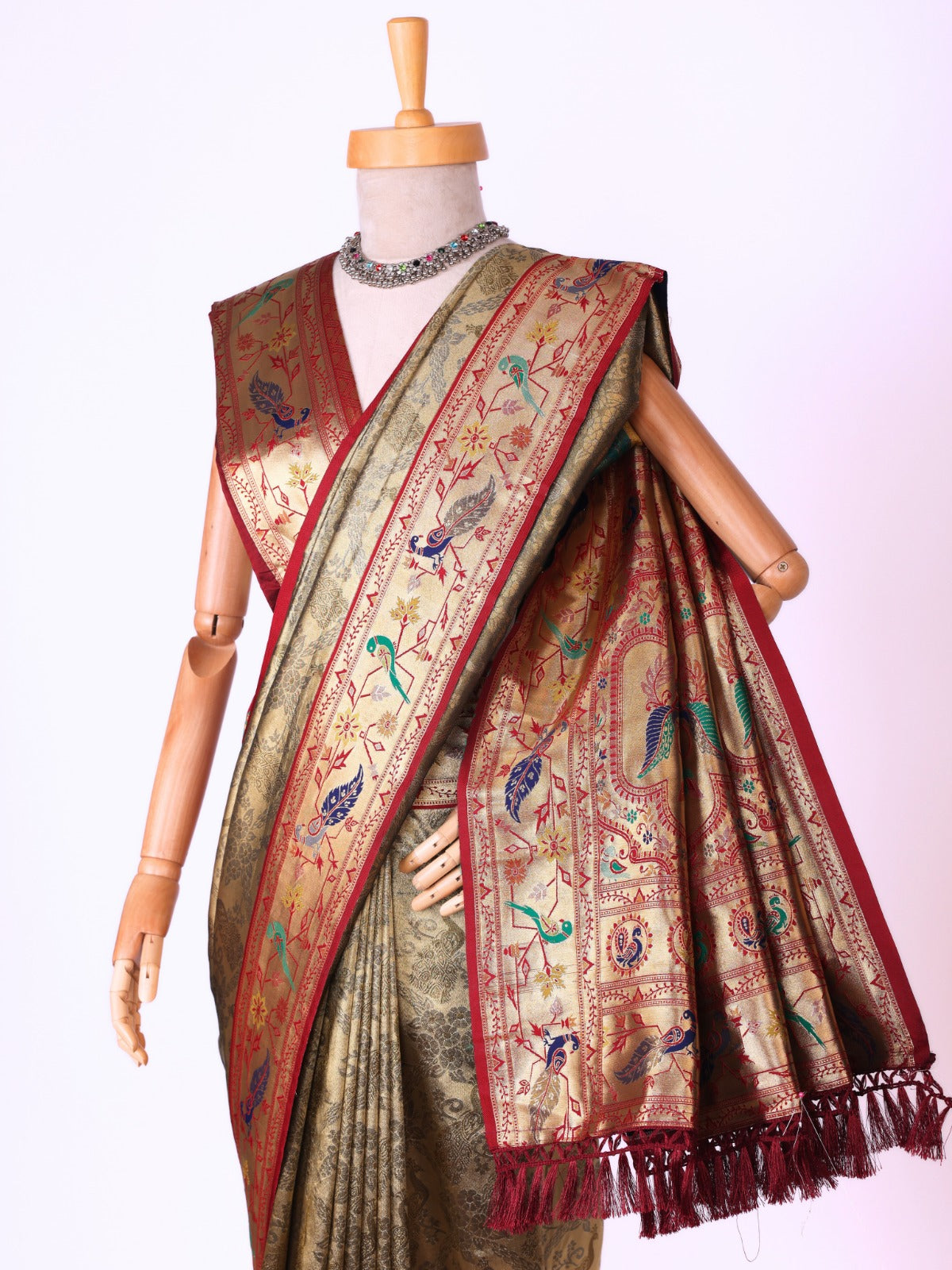 Maroon color Kanjivaram work Designer Saree BLS1006_Maroon