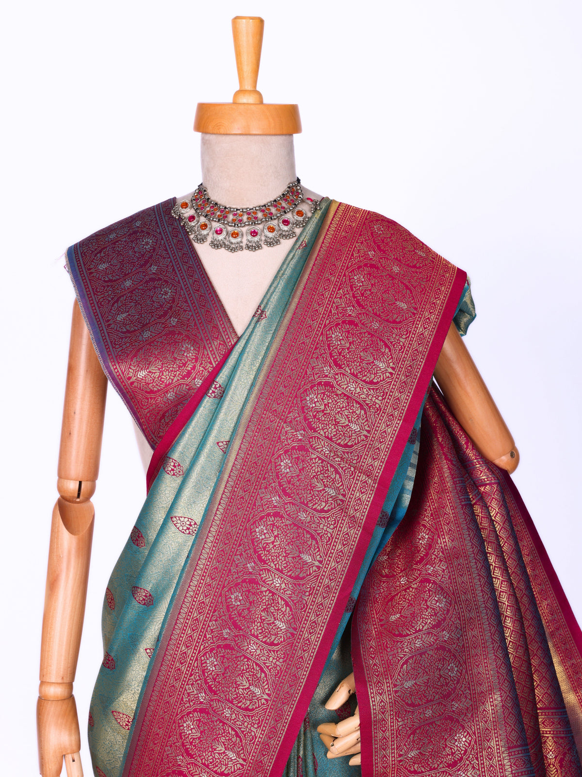 Sky blue color Kanjivaram work Designer Saree BLS1011_Sky blue
