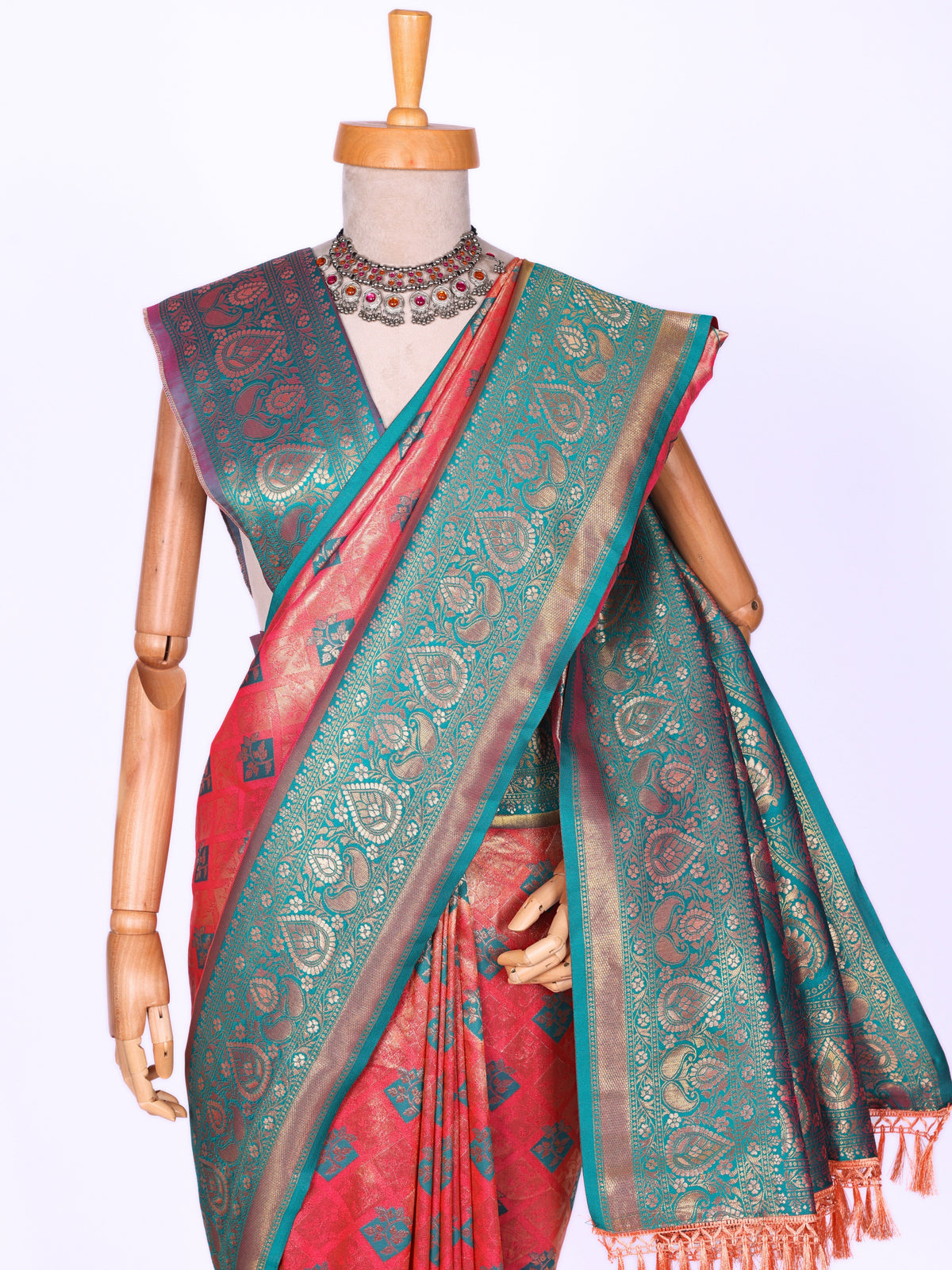 Peach color Kanjivaram work Designer Saree BLS1012_Peach