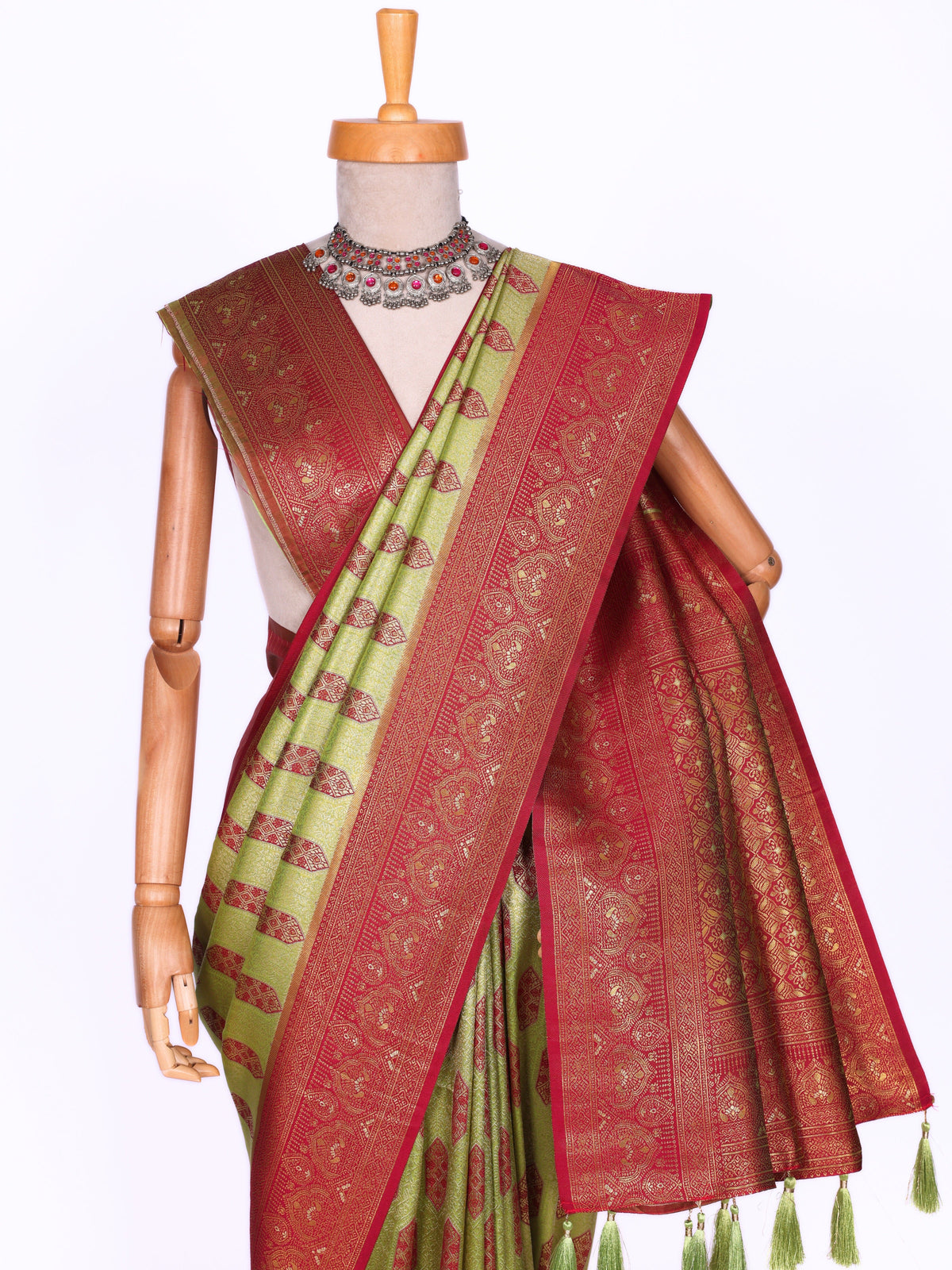 Parrot color Kanjivaram work Designer Saree BLS1010_Parrot