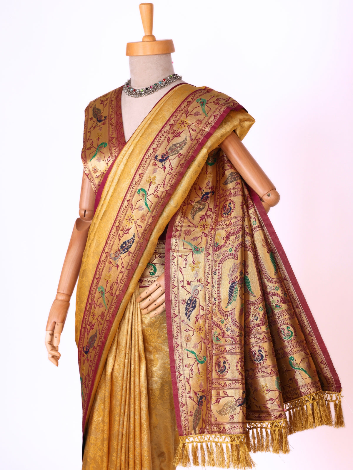 Yellow color Kanjivaram work Designer Saree BLS1006_Yellow