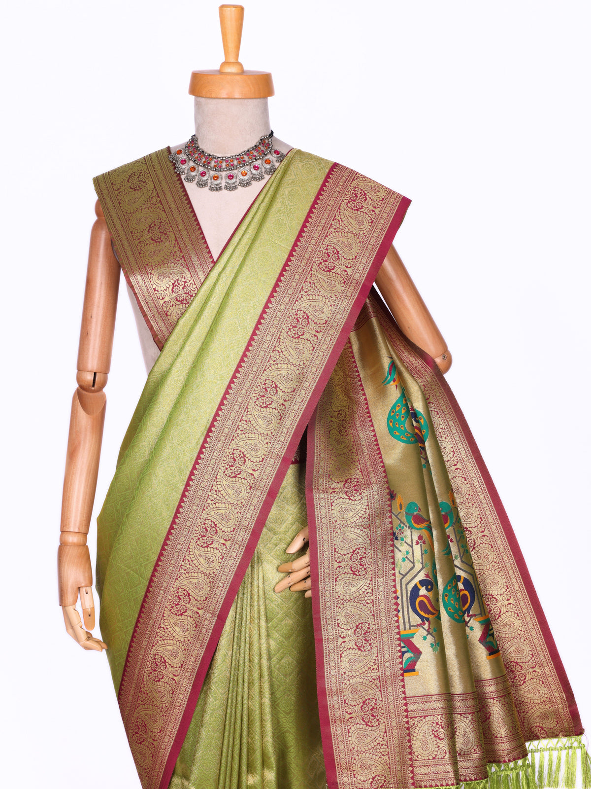 Parrot color Kanjivaram work Designer Saree BLS1013_Parrot