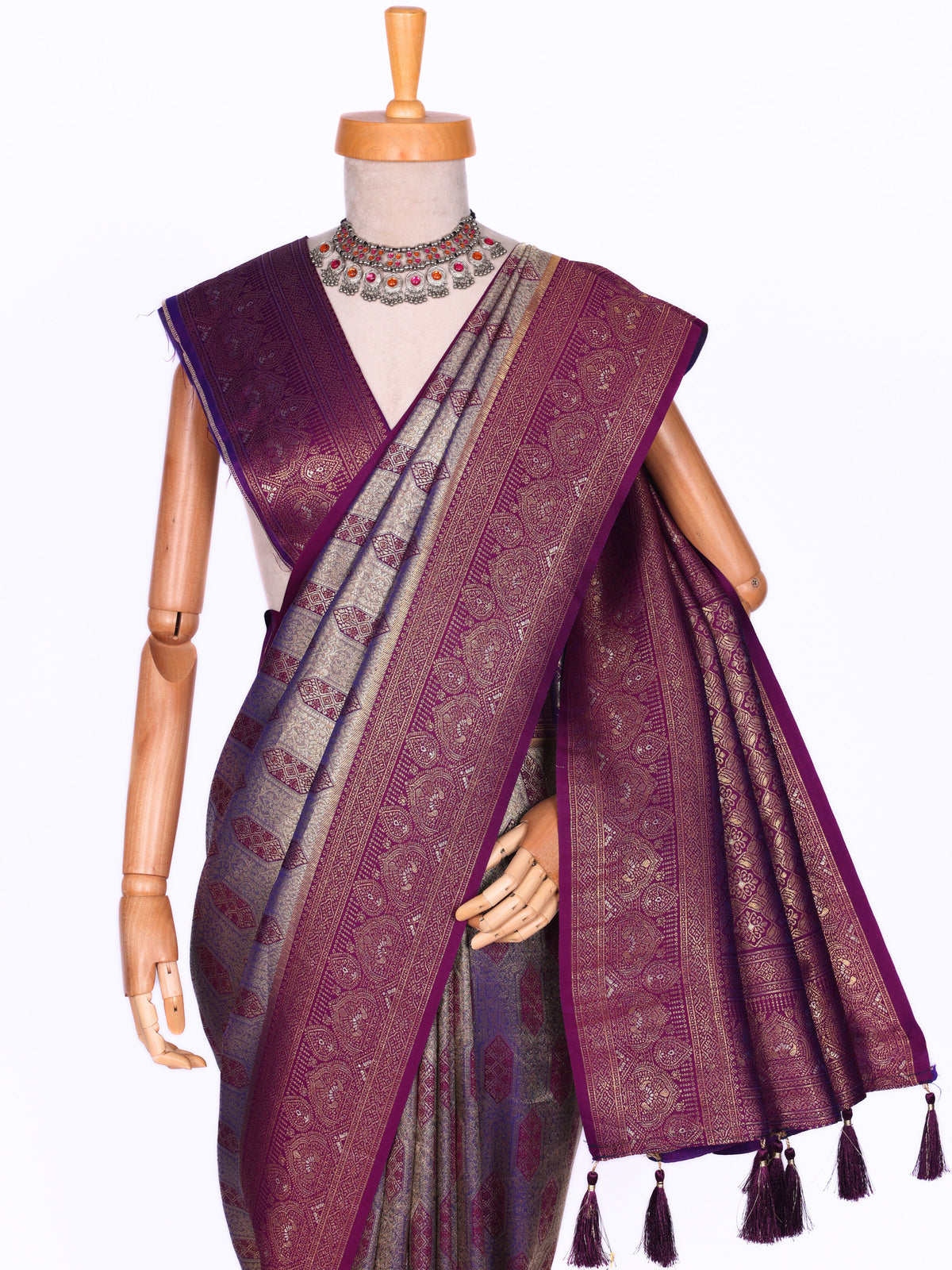 Purple color Kanjivaram work Designer Saree BLS1010_Purple