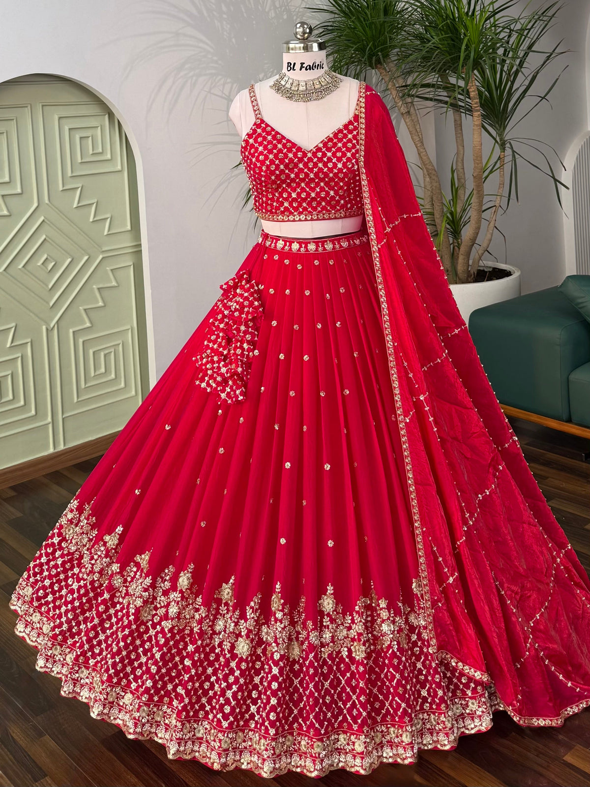 Pink color Bids Embroidery work Designer Lehenga Choli BL1675