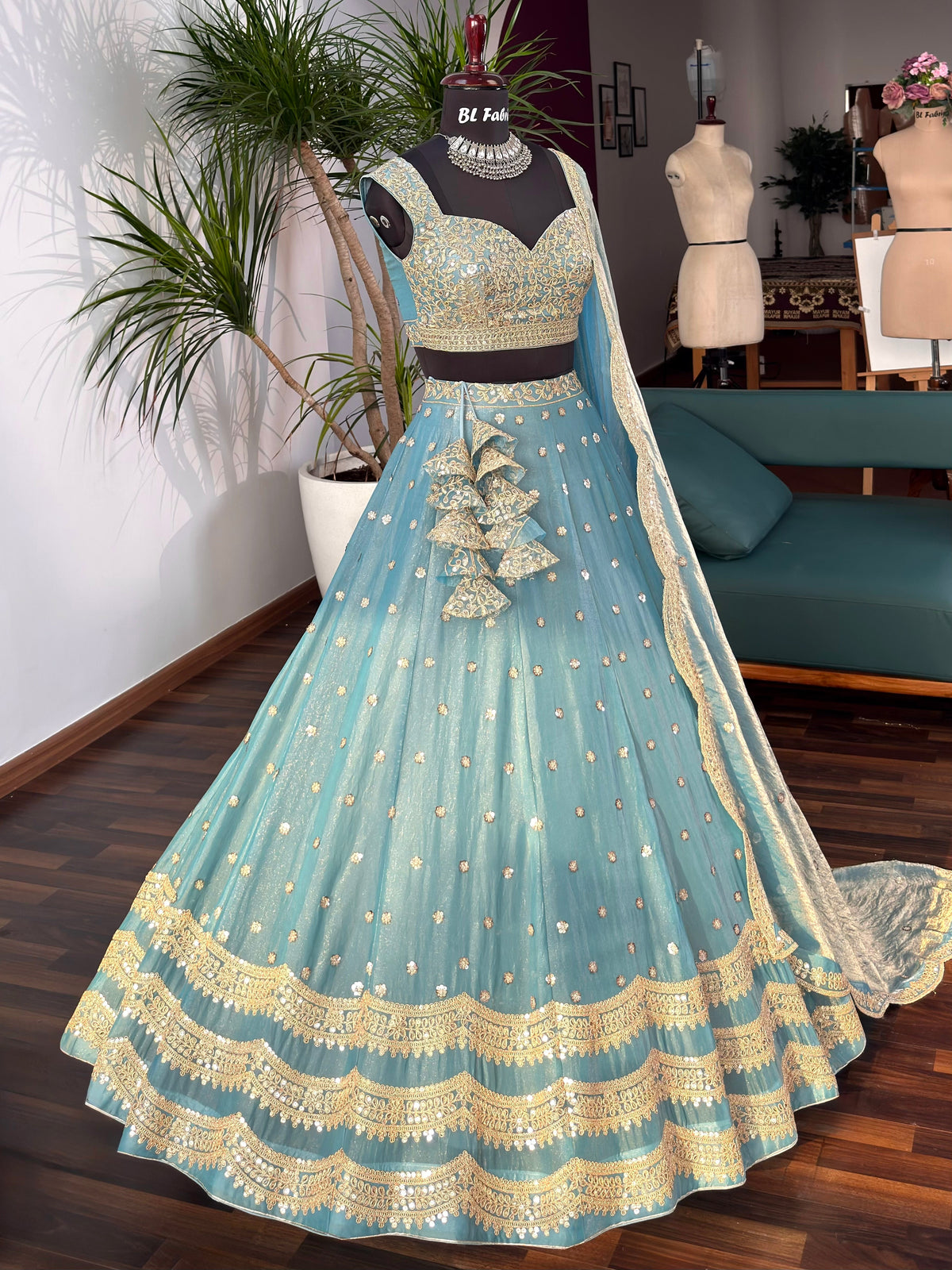 Sky blue color Designer Sequence Embroidery work Lehenga choli BL1679
