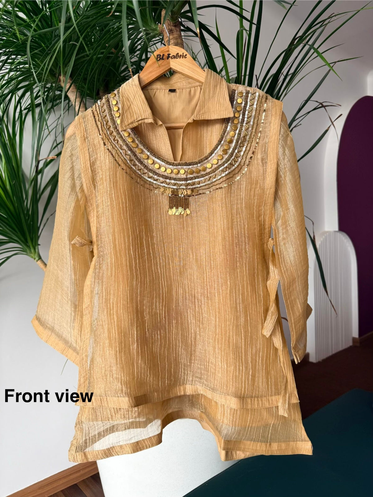 Cream Handwork Necklace Sharara set BLS117